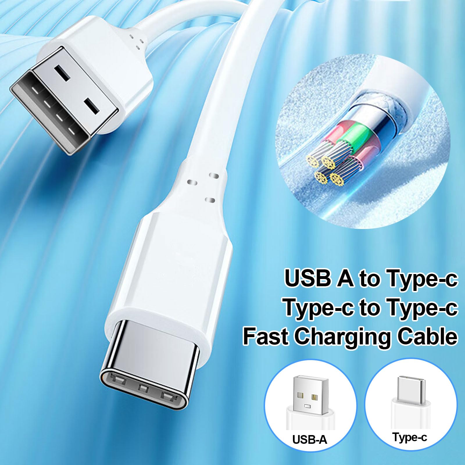 4 Pack Fast Charger Cable 60W 3.1FT(2 Pack USB-C Cable and 2 Pack Type C-C Cable) for iPhone,iPad,AirPods,MacBook,Samsung,and More