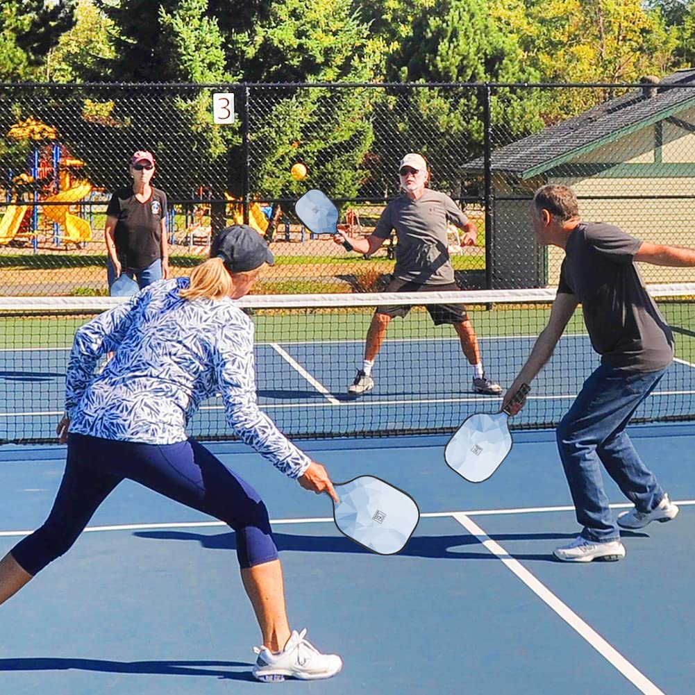 Pickleball Paddles Set of 2, 2023 USAPA Approved, Carbon Fiber Surface (CHS), Polypropylene Honeycomb Core, Anti-Slip Sweat-Absorbing Grip, 4 Pickleball, Portable Carry Bag (Blue)