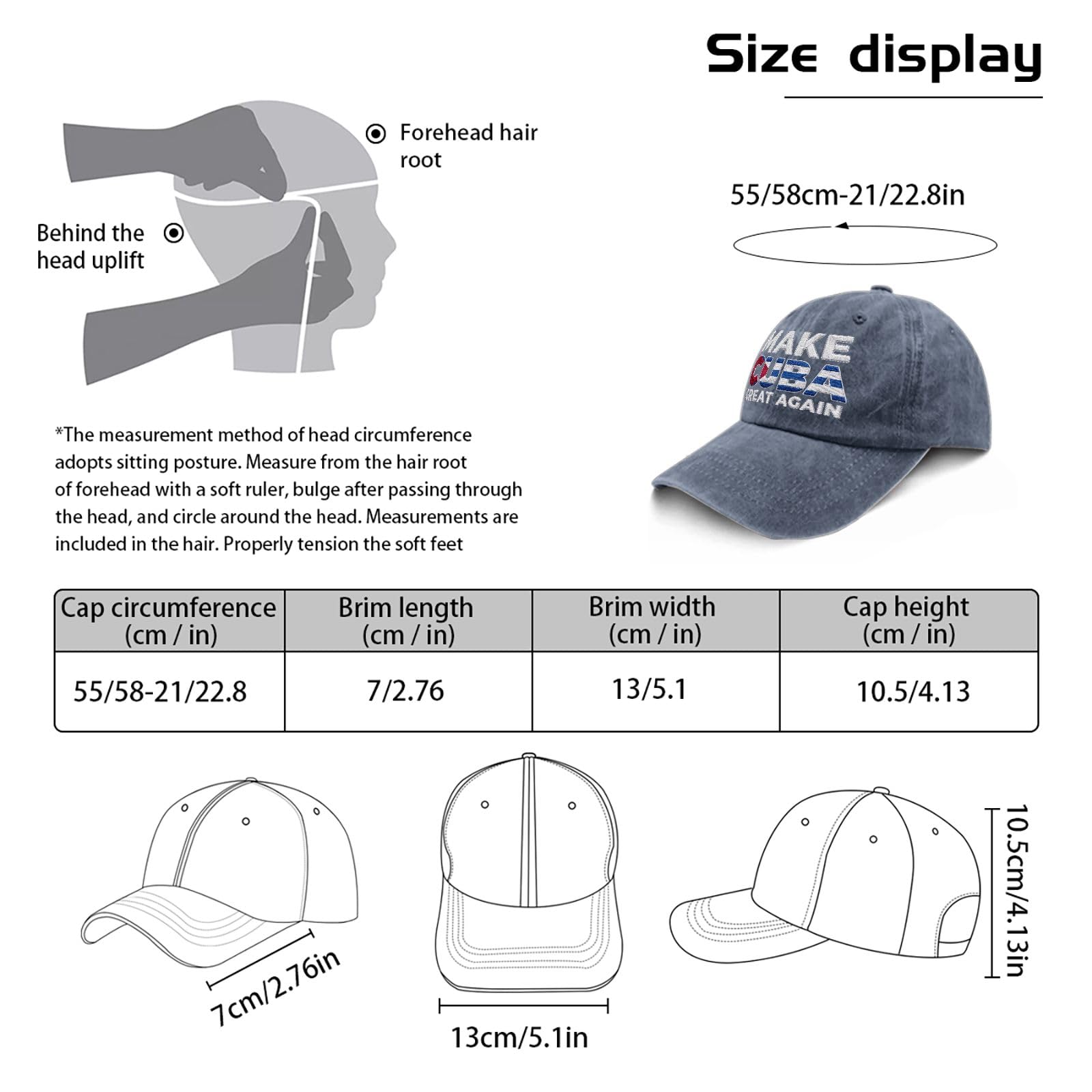 Make CUBAS Great Again Embroidered Sun Hats Outdoor Caps for Daughter