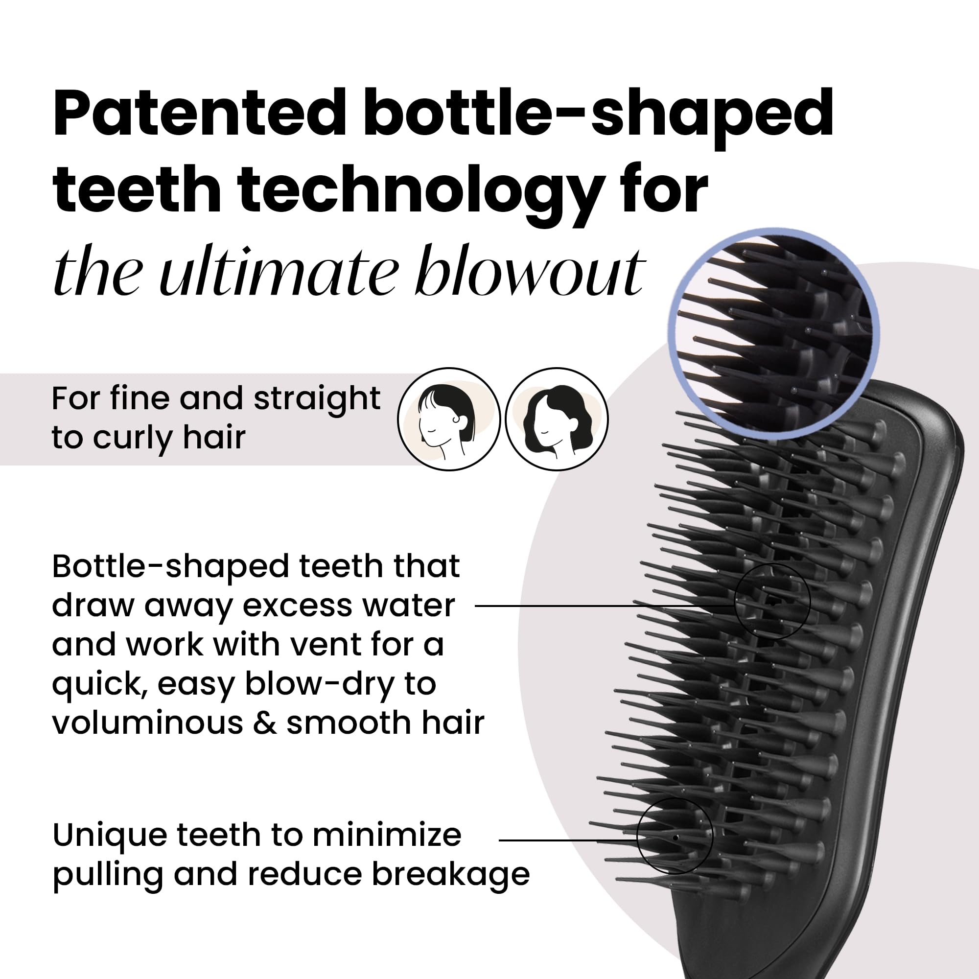 Tangle Teezer Ultimate Blow Dry Brush, Vented Hair Brush for a Quick & Easy Blowout, Adds Volume & Lift, for Fine to Medium Hair Types, Jet Black