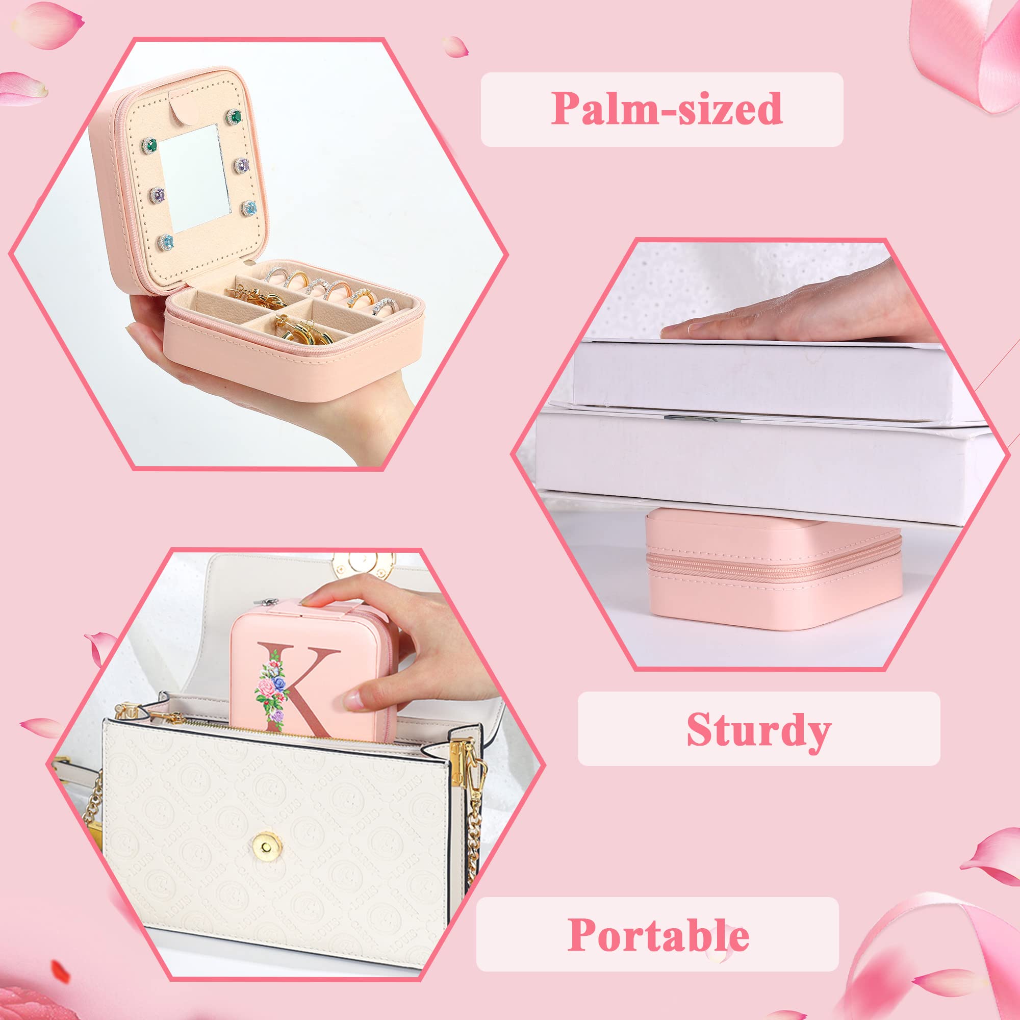 Yesteel Travel Jewelry Case Jewelry Box, Initial Small Jewelry Boxes for Women Travel Jewelry Box, Travel Essentials Travel Accessories for Women, Stocking Stuffers for Teen Girl Gifts Letter M