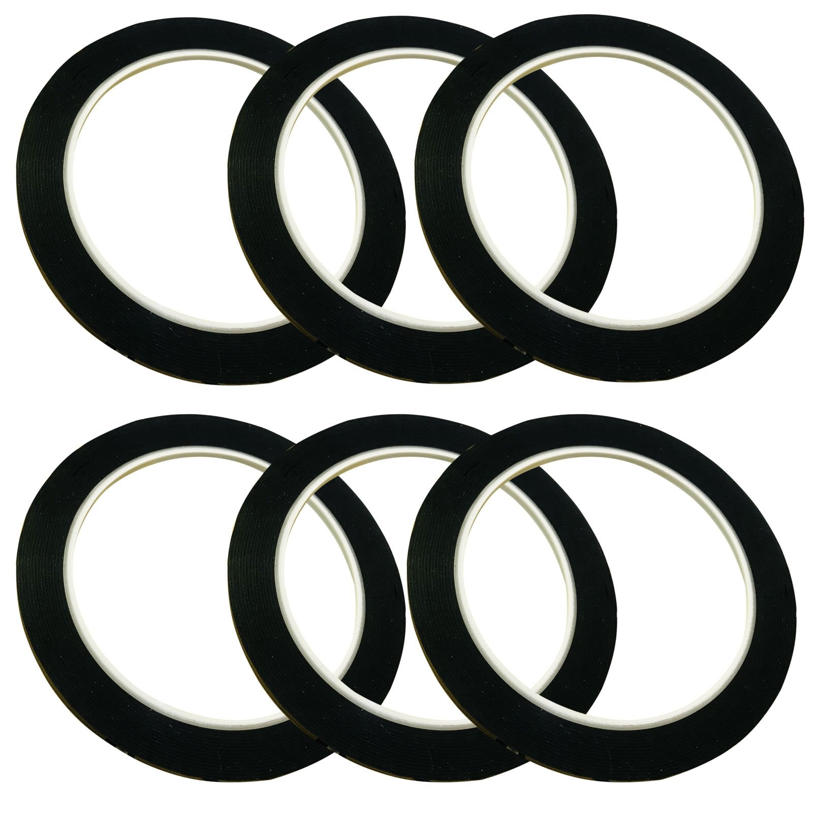 GoProver 6 Pack 3mm 1/8 inch Lightning Width Graphic Tape Whiteboard Tape Self Adhesive Chart Line Tape Grid Marking Tapes Gridding Tape Art Artist Tape, 108 Feet Feet Long per Roll