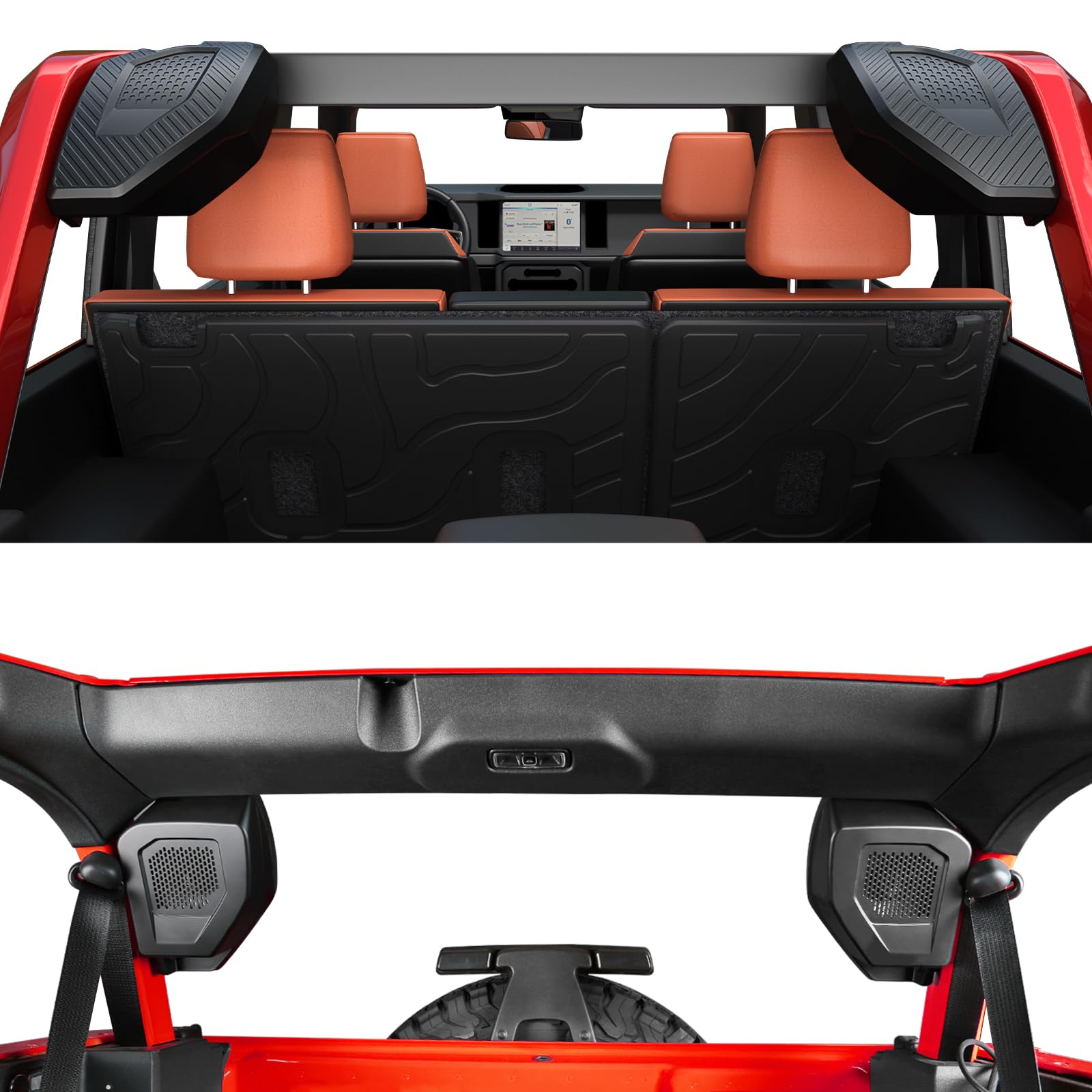 Mabett Rear Speaker Pods Compatible with Ford Bronco 4-Door 2025 2024 2023 2022 2021, Upgrade 6.5" Pods for Bronco Accessories, Interior Accessories Black (NOT for Sport and Raptor)