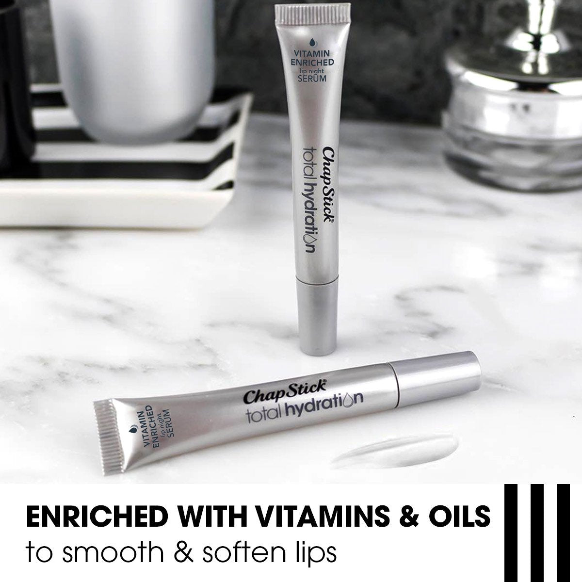 ChapStick Total Hydration Vitamin Enriched Lip Night Serum, Night Lip Serum for Overnight Lip Care - 0.21 Oz