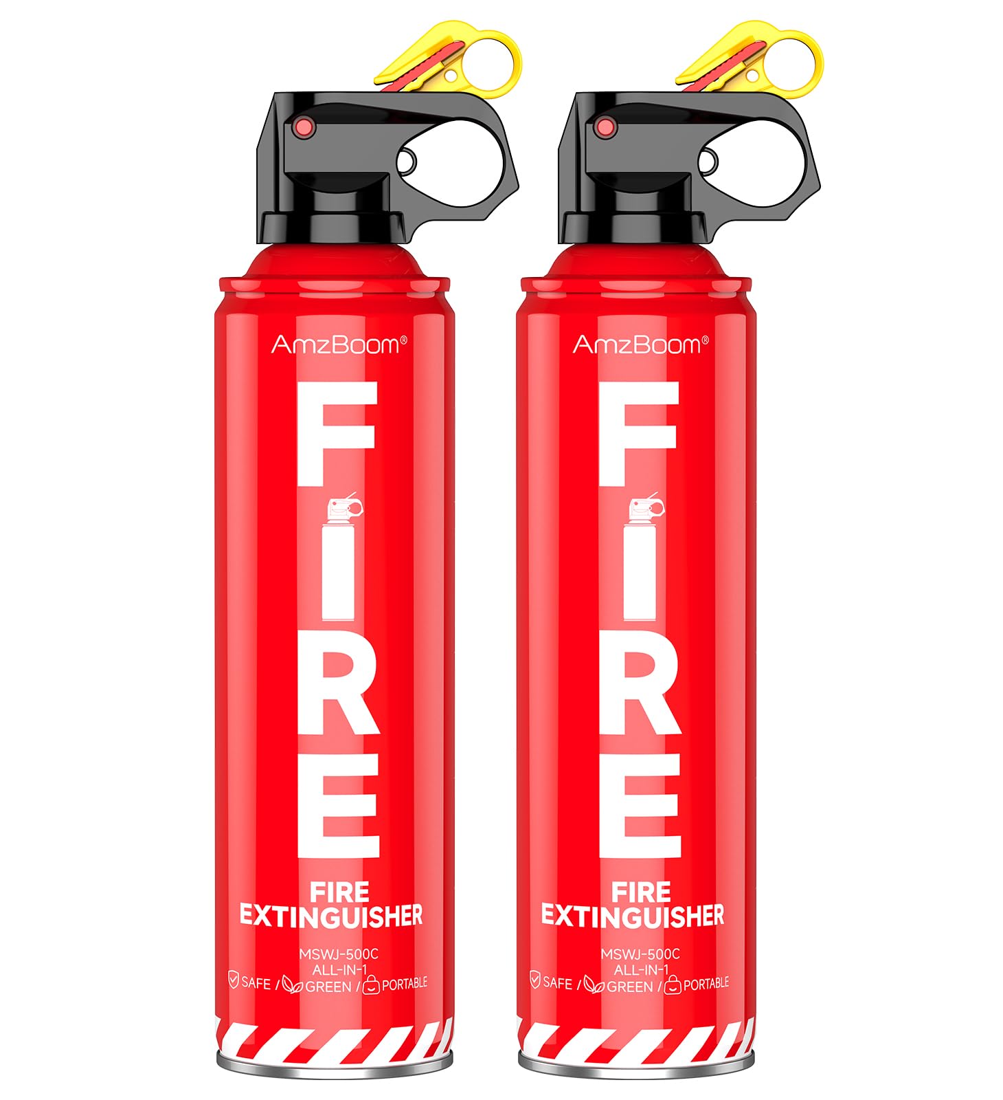 AmzBoom 2-Pack Fire Extinguisher for Home, Kitchen, Car, and Grill with Mounting Bracket and Emergency Kit – Extinguishing Spray, Compact A, B, C, K – Eco-Friendly, Prevents Reignition.