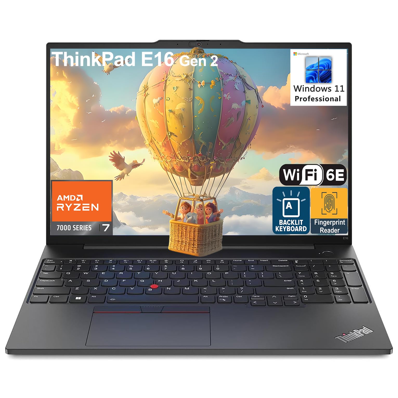 Lenovo ThinkPad E16 G2 Business Laptop Computer, 16" FHD+, AMD 8-Core Ryzen 7 7735HS (Beat i7-1360P), 32GB DDR5, 1TB PCIe SSD, WiFi 6E, Fingerprint Reader, Backlit Keyboard, Windows 11 Pro, AZ-XUT