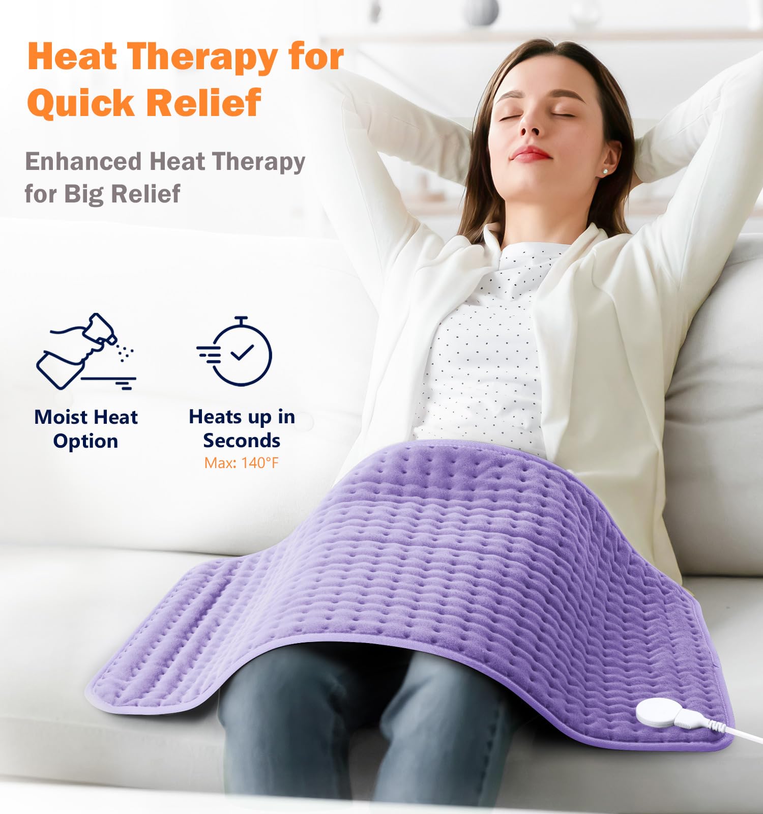 17"x33" Heating Pad for Back Pain Relief, Electric Heating Pads for Neck/Shoulder/Muscle Pain, Auto Off, 6 Heat Settings - Mothers Day Valentine Day Christmas Gifts for Women Mom Sister Wife Grandma