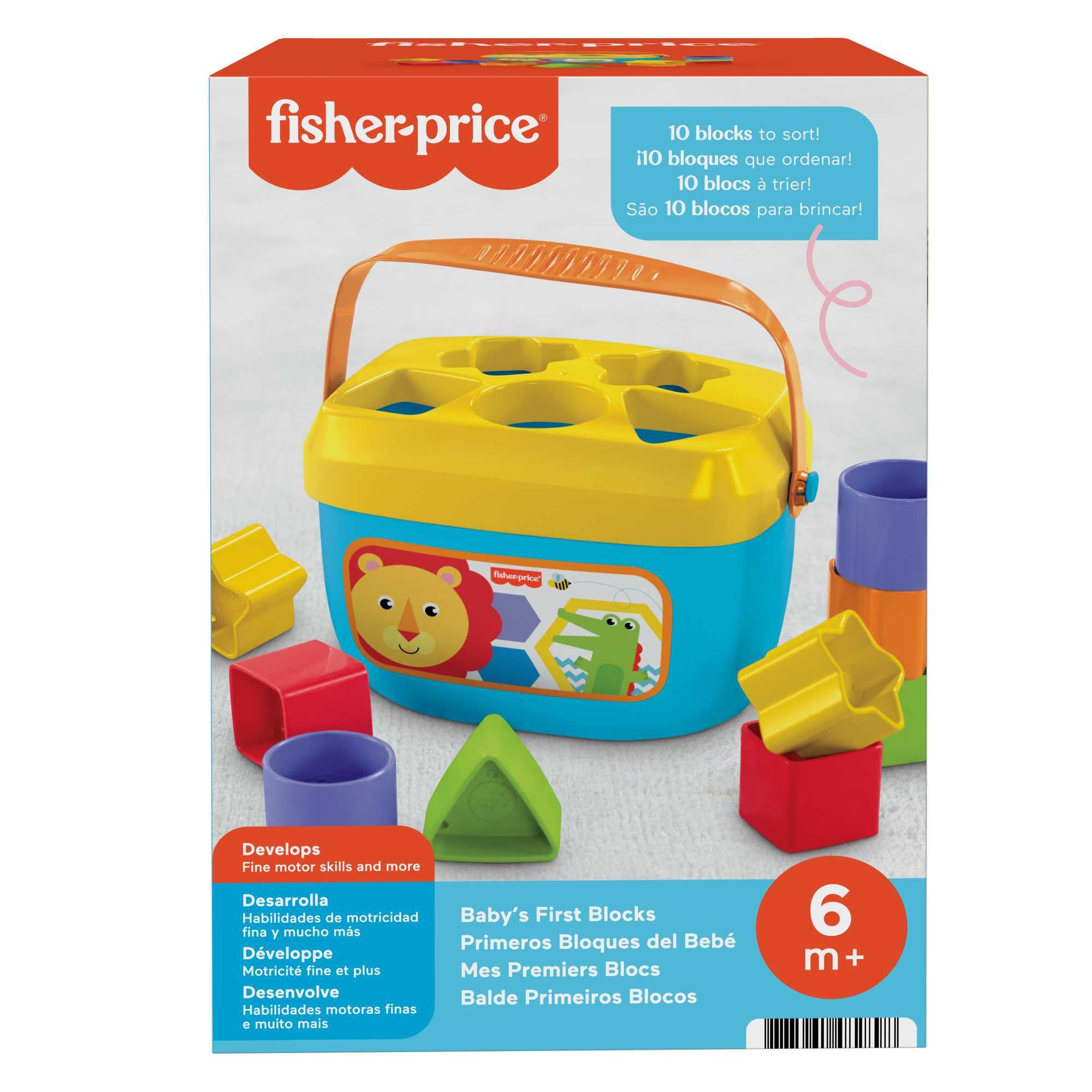 Fisher-Price Stacking Toy Baby's First Blocks Set of 10 Shapes for Sorting Play for Infants Ages 6+ Months