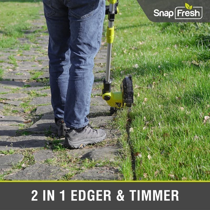 SnapFresh Weed Wacker 12" Cordless String Trimmer, 20v Electric Weed Eater/Whacker with Automatic Feed Spool, Weedeater with 2.0Ah Li-ion Battery & Charger, 2 in 1 Battery Edge Trimmer for Lawn/Grass