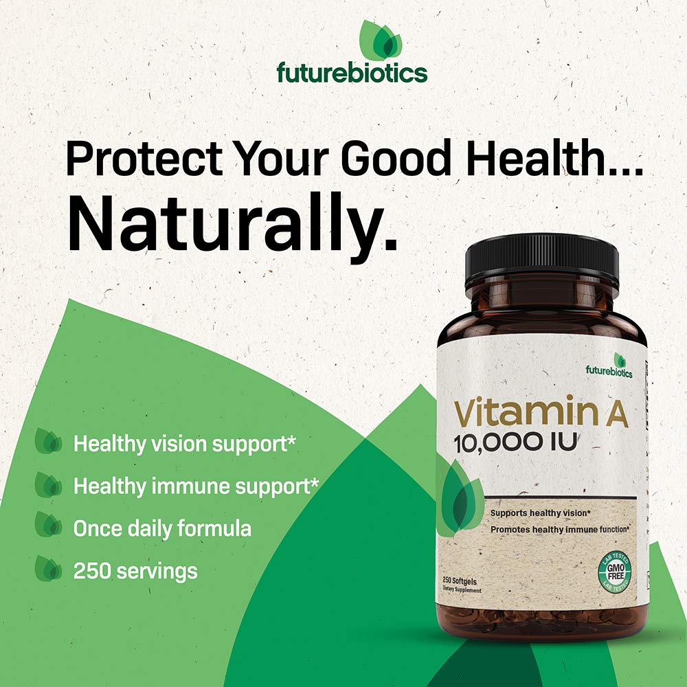 Futurebiotics Vitamin A 10,000 IU Premium Non-GMO Formula Supports Healthy Vision & Immune System and Healthy Growth & Reproduction, 250 Softgels