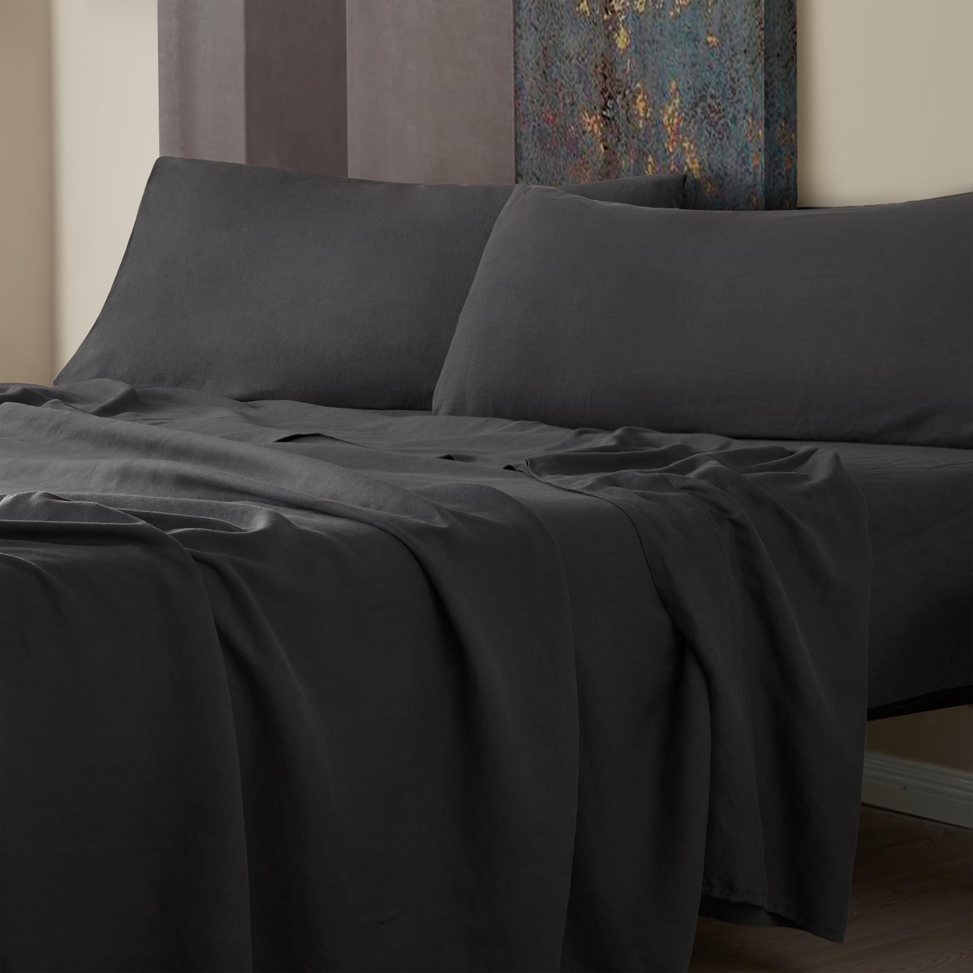 Byourbed Dark Sky Reserve® - Bamlin Queen Sheet Set - Portugal Made - Faded Black