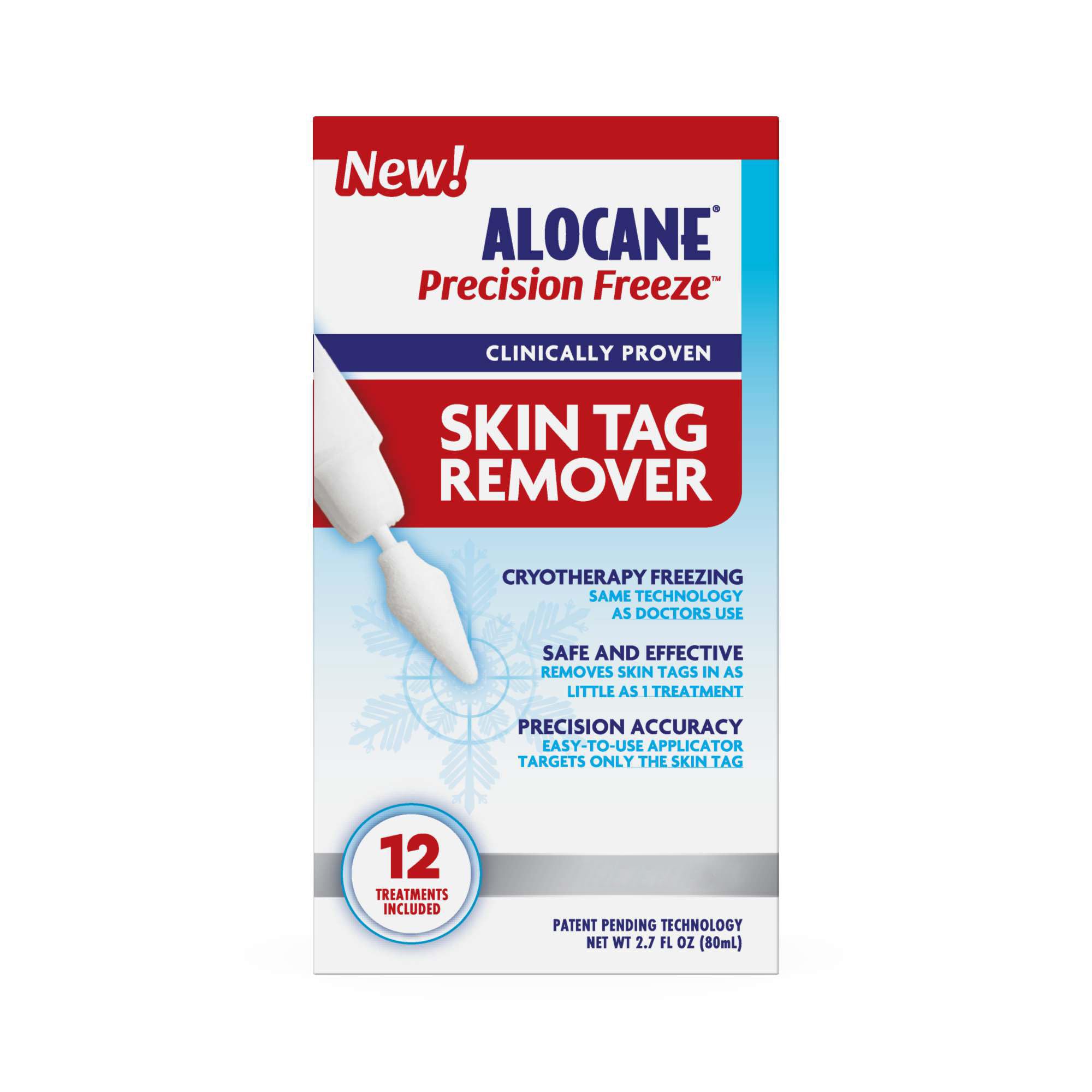ALOCANE Precision Freeze, Skin Tag Remover, FDA-Cleared at-Home Cryotherapy Skin Tag Removal Kit with 12 Precision Tip Applicators, Helps Remove Skin Tags in As Little As 1 Treatment