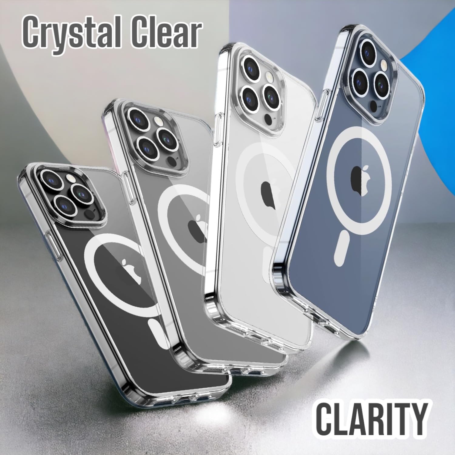 NYCPrimeTech Crystal Clear Case for iPhone 15 Pro Max [Compatible with MagSafe] Slim, Scratch Resistant, Shock Proof, Magnetic Phone Case