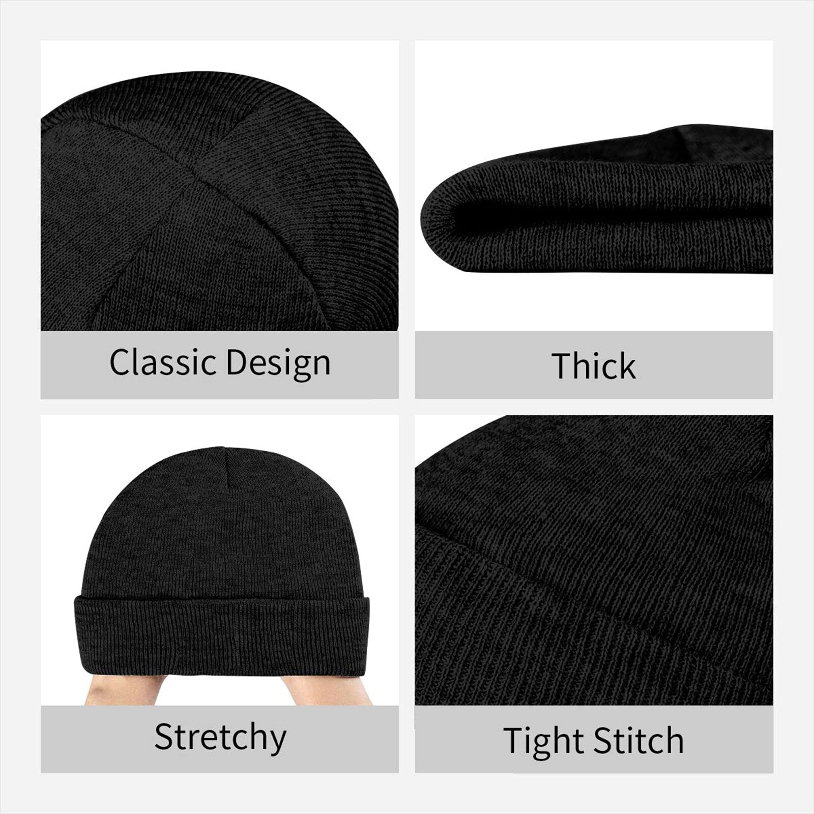 Cute Cuba Flag Knit Hat Soft Classic Stretchy Ski Beanie Cap Winter Cuban Warm Hats for Women Men Black