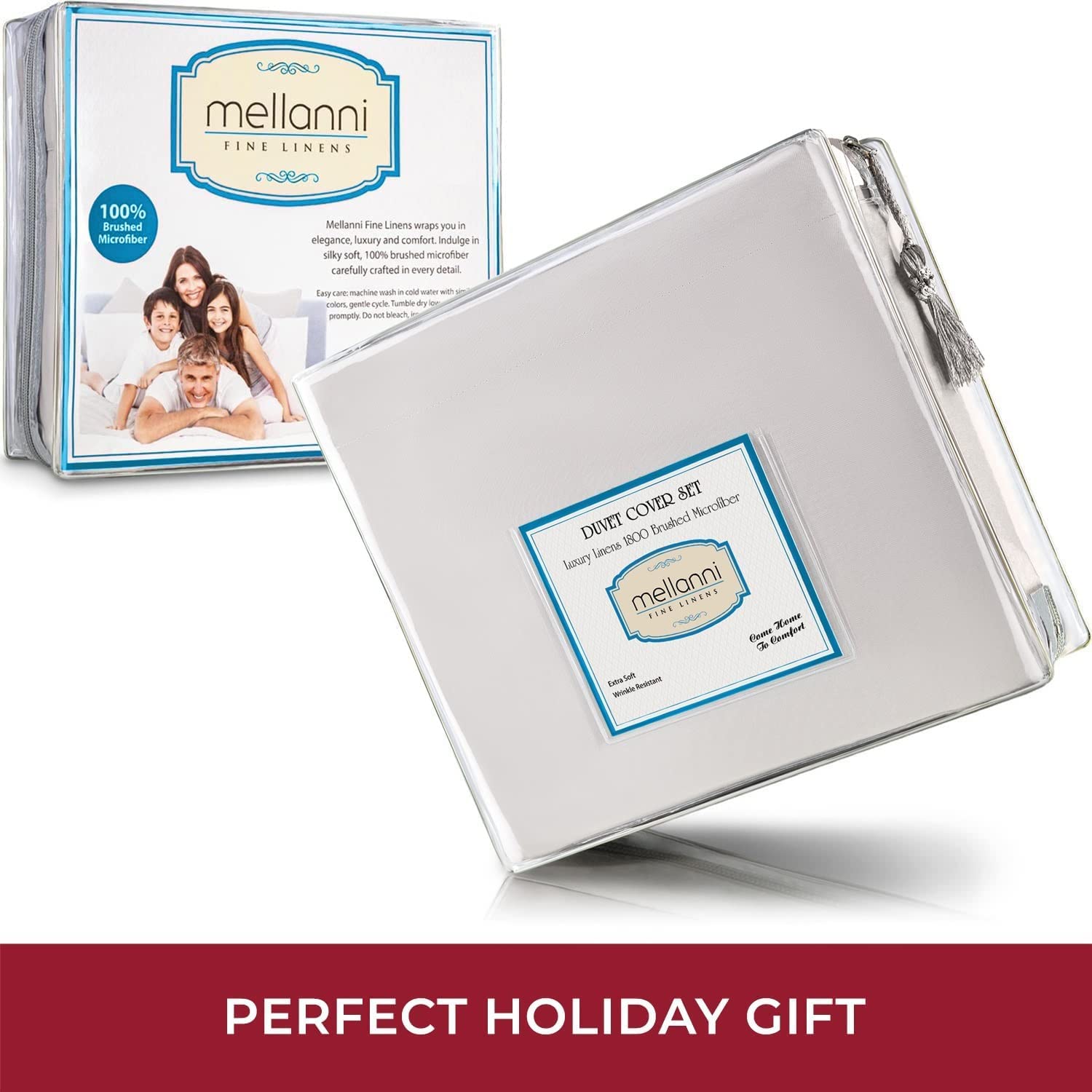 Mellanni Bed Sheet Set + Duvet Cover Set Bundle&Save - Hotel Luxury Bedding - Bundle Includes: 4pcs Bed Sheet Set and 5pcs Duvet Cover Set (King, White)