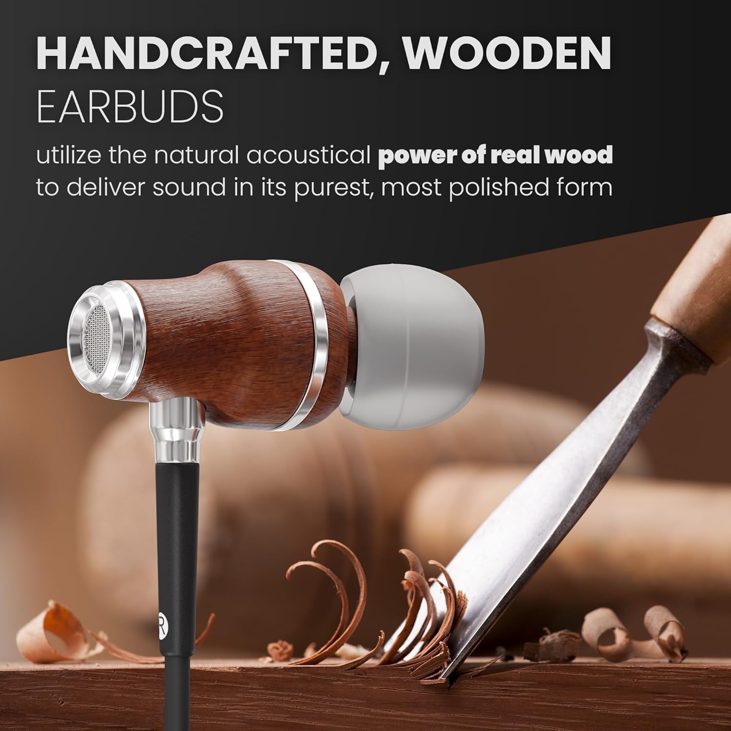 Symphonized Premium Wooden iPhone Earphones Wired (Apple MFI Certified), Deep Bass Sound, 3D Sound, Microphone Volume Control, 90% Noise Cancelling with Lightning. Earphones for iPhone SE to 14