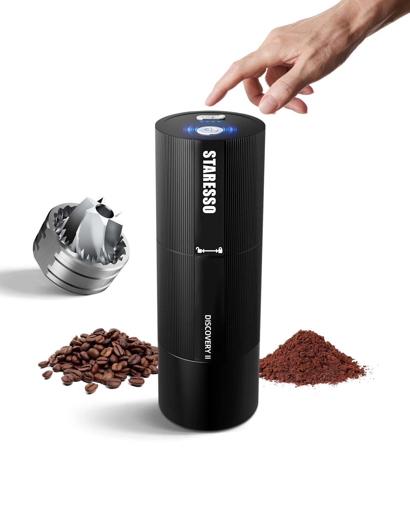 STARESSO Discovery II Electric Coffee Grinder, Coffee Bean Grinder with 48 Adjustable Grind Settings, Stainless Steel Conical Burr, Portable Grinder for Espresso, French Press, Pour Over