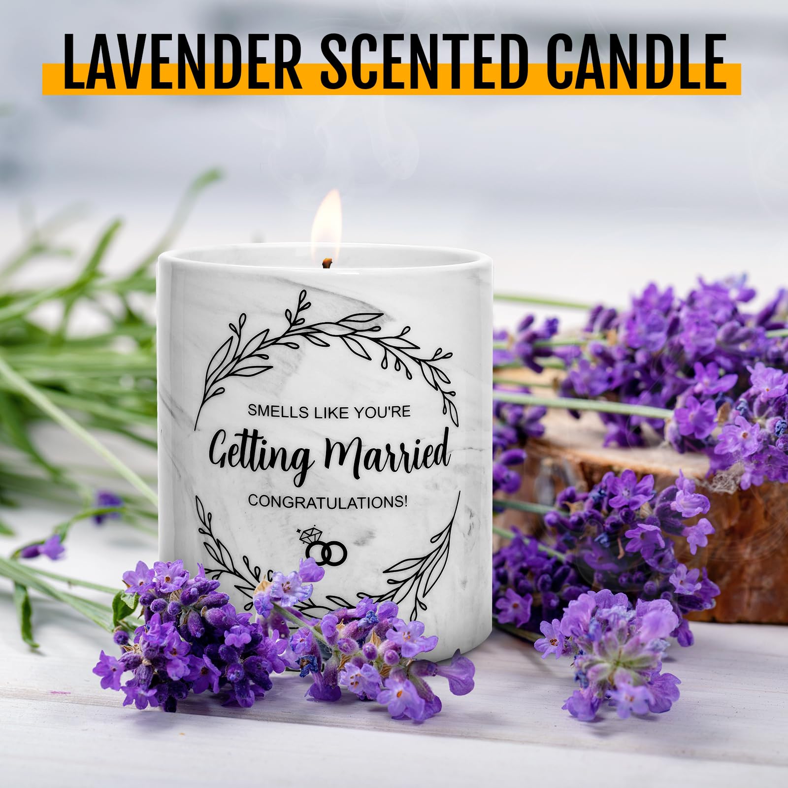 Wedding Gifts for Couples- Bridal Shower Gifts for Bride-Wedding Shower Bride & Groom- 2024 Unique Newlywed Gifts-Bride Gifts for Bachelorette Party-Lavender Scented Getting Married Candle 9.5 oz