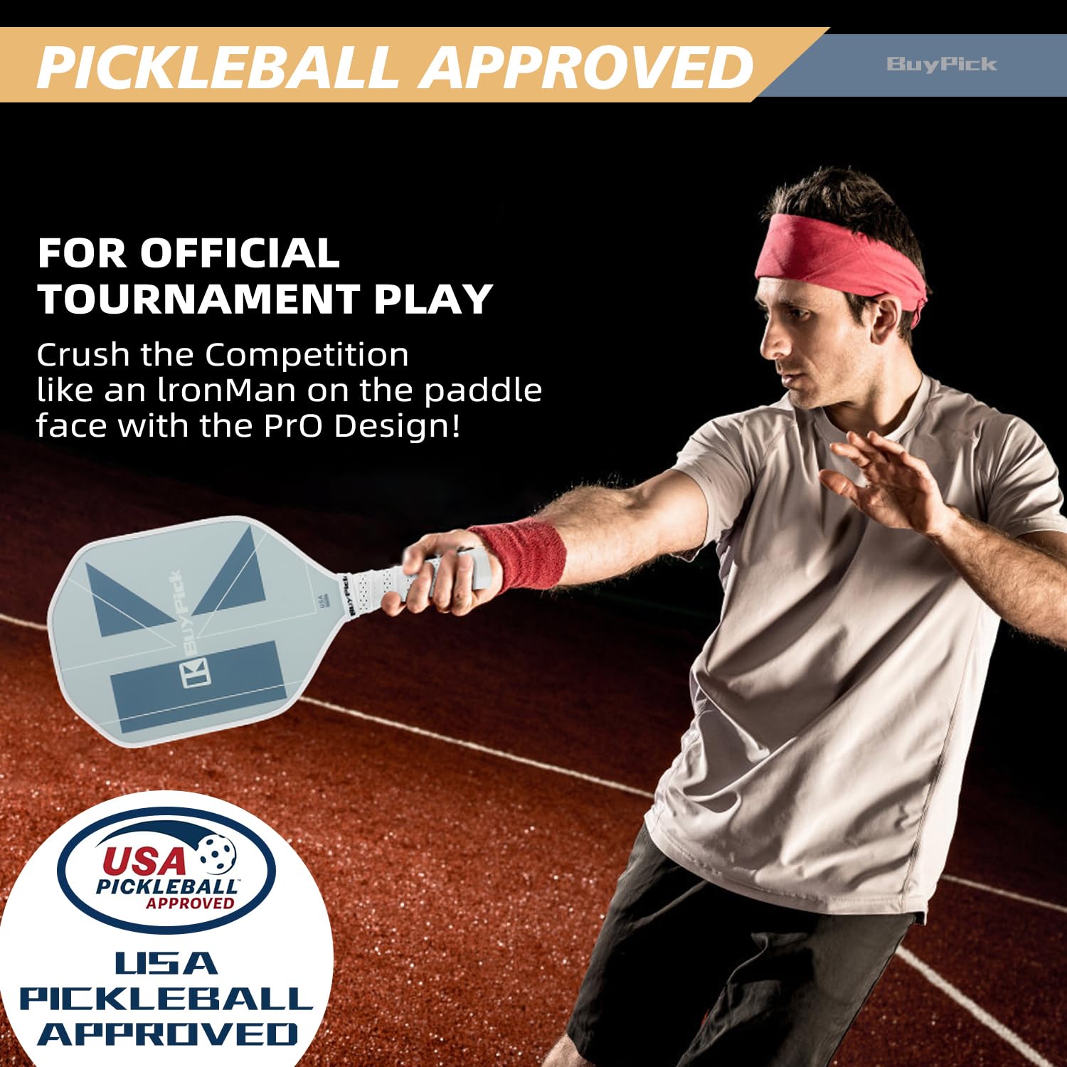 BuyPick Pickleball Paddles Set of 2, USAPA Approved Carbon Fiber Surface Paddles with Anti-Slip Sweat-Absorbing Grip &16MM Racket, Light Pickleball Set with 2 Pickleball Paddle 4 PE Balls& 1 Bag