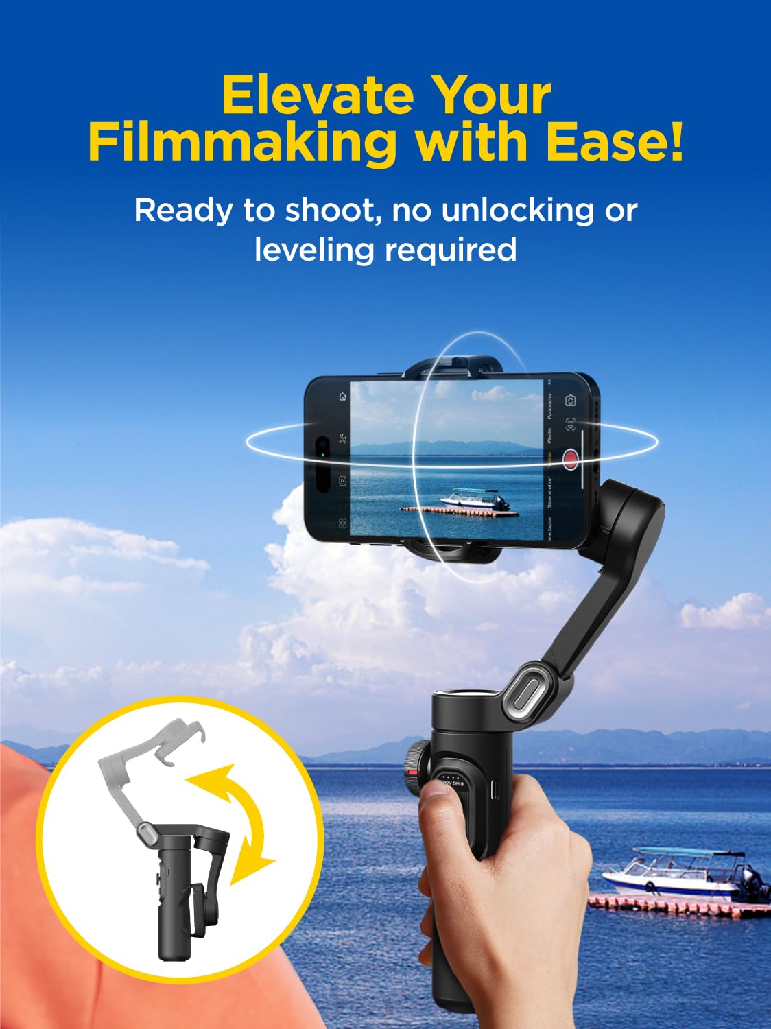 AOCHUAN Gimbal Stabilizer for Smartphone, iPhone Gimbal w/Focus Wheel Face/Object Tracking Gimbal for iPhone 16 15 Pro Max/Android Foldable 3-Axis Handheld Phone Gimbal for Video Recording -Smart XE