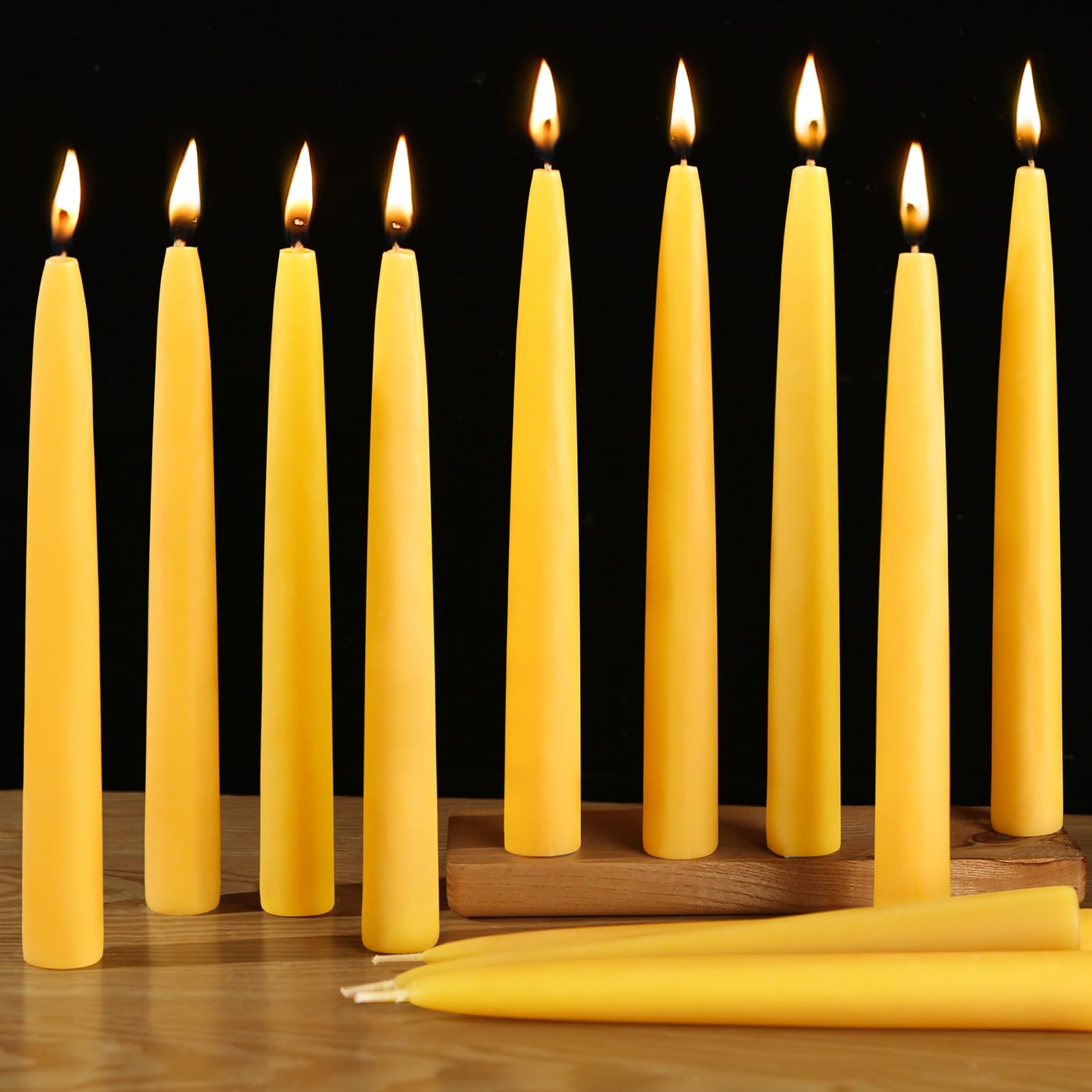 12 Pack Beeswax Taper Candles,8in Dripless Pure Beeswax Candles,8 Hours Long Burning 100% Natural Beeswax Candle Sticks,Smokeless and Unscented Bees Wax Candles for Home,Prayer,Tall Tapered Candles