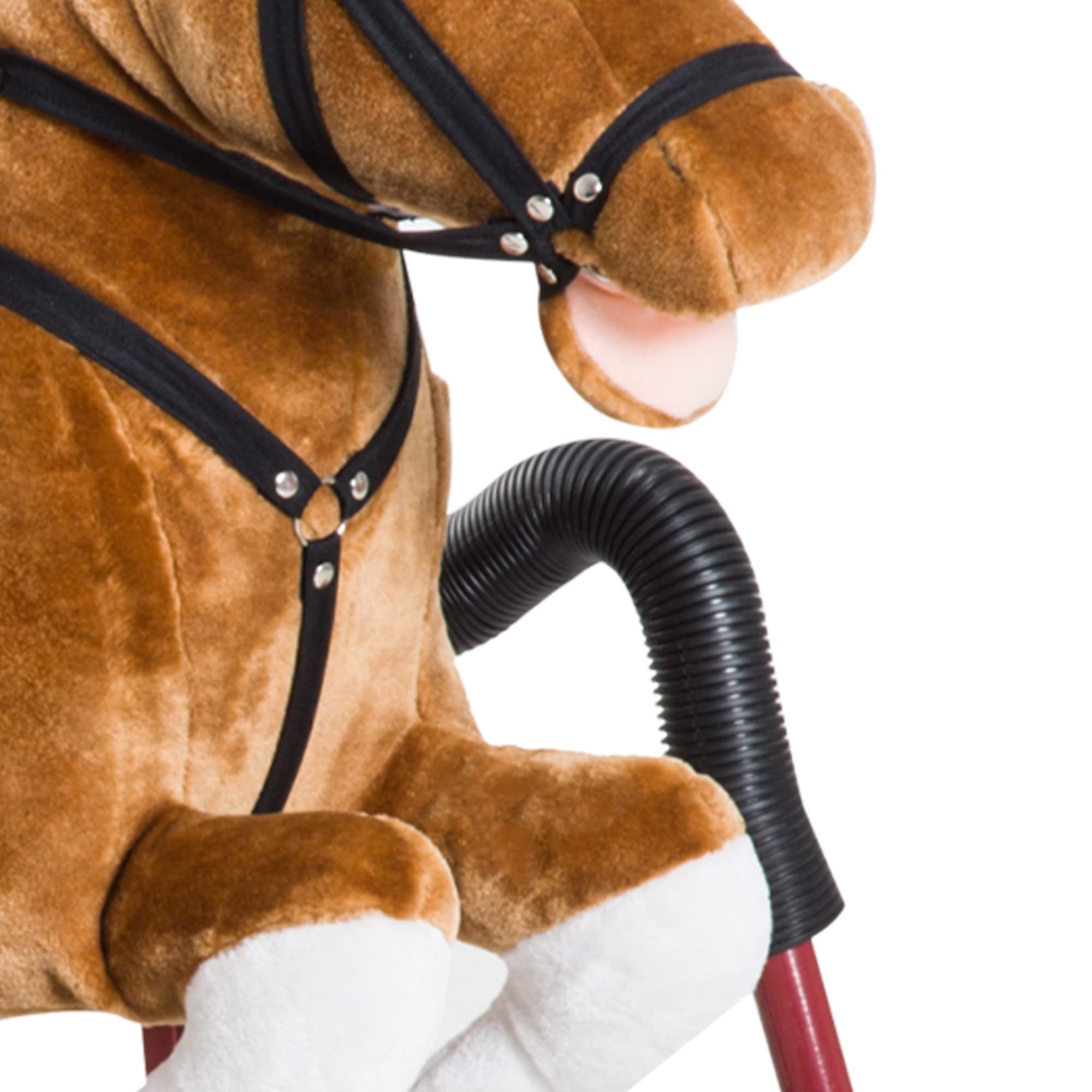 Qaba Durable Plush Toddlers Spring Rocking Horse, Bouncing Rocker Toy with Realistic Sounds
