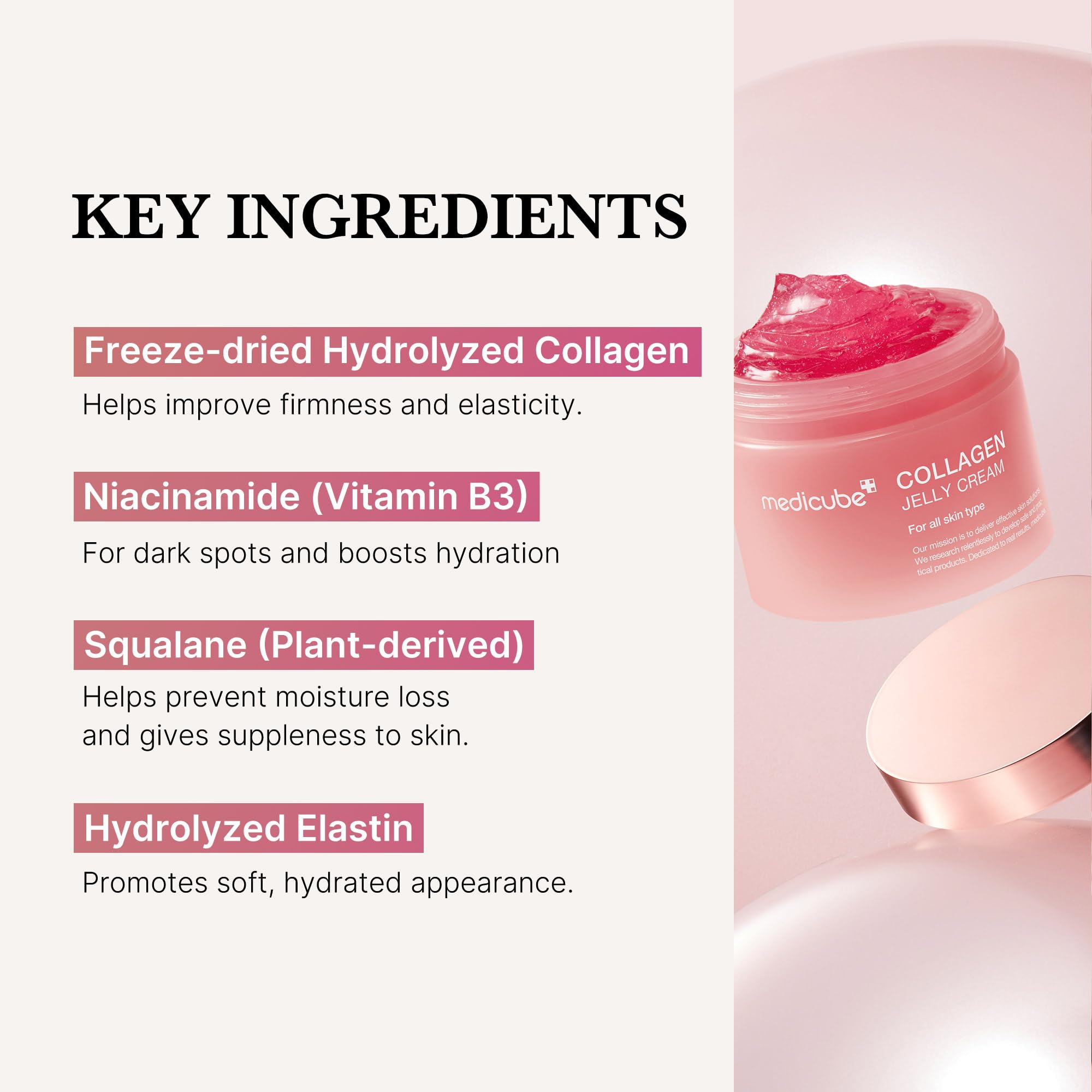 Medicube Collagen Jelly Cream- Niacinamide & Freeze-Dried Hydrolyzed Collagen - Boosts skin's barrier hydration and gives 24h Glow & Lifted Look - Korean skincare (1.69 Fl Oz (Pack of 1))