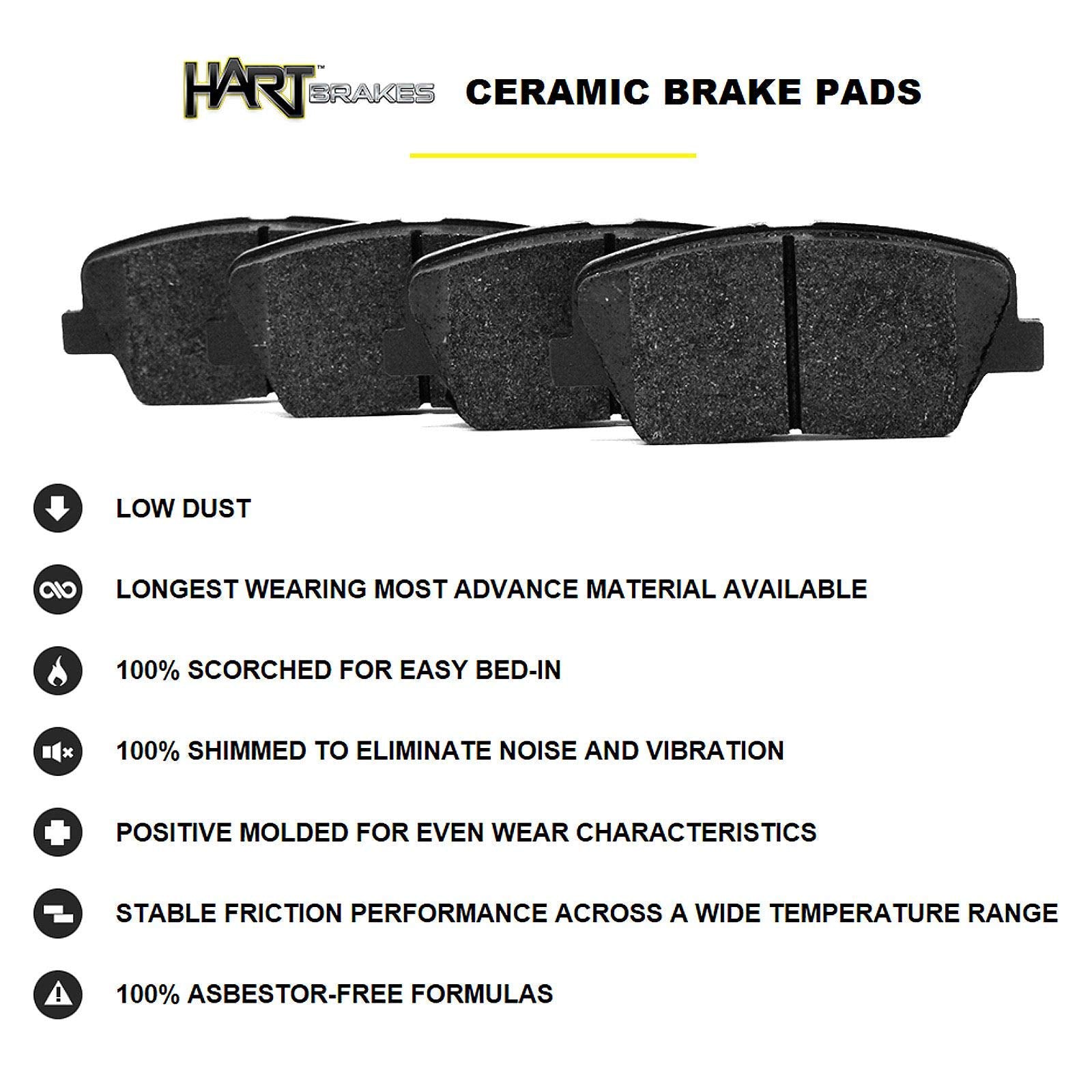Hart Brakes Front Brakes and Rotors Kit |Front Brake Pads| Brake Rotors and Pads| Ceramic Brake Pads and Rotors |fits 2011-2018 BMW X5, 2011-2019 BMW X6