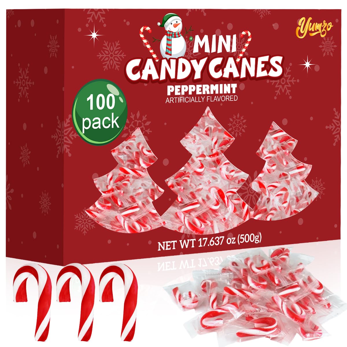 Christmas Mini Candy Canes Classic Red & White Peppermint Flavor for Holiday Family Indulgement - Small Candy Canes Individually Wrapped for Kids & Adults, Great Candy Cane Gift Set - 100 Pack