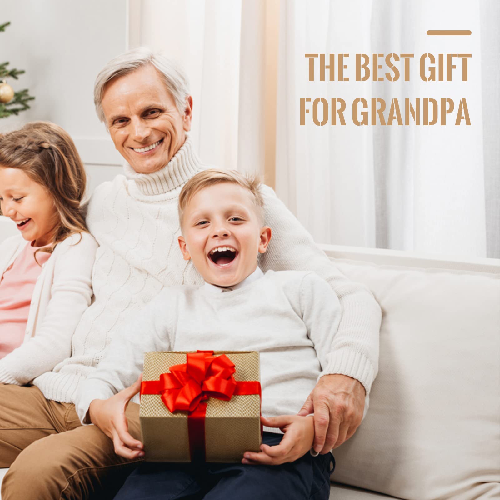 Best Grandpa Ever Gifts for Grandpa from Grandchildren Kids, Birthday Gifts for Grandfather, Leather Valet Tray and Keychain
