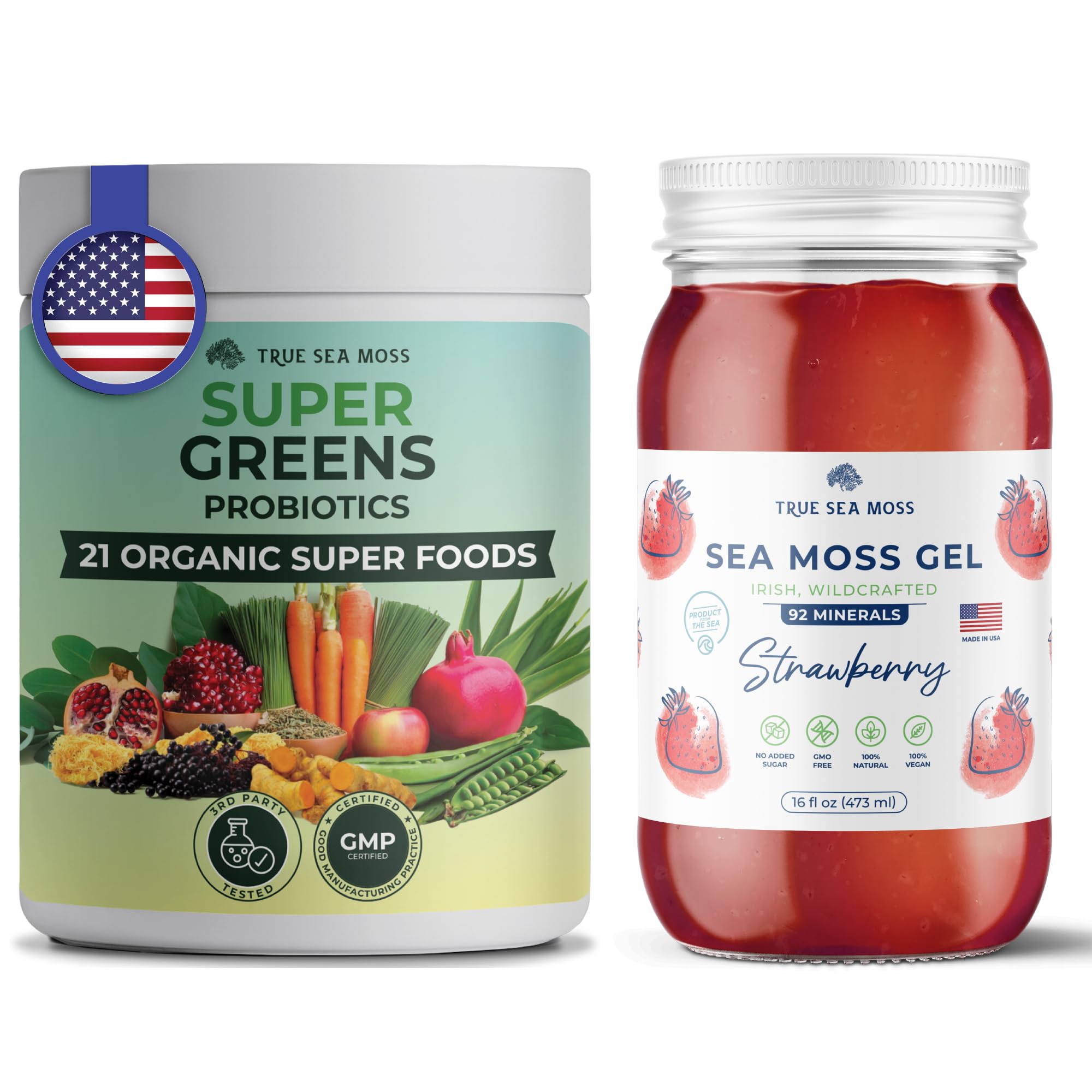 Strawberry Sea Moss Gel with Greens Superfood Powder