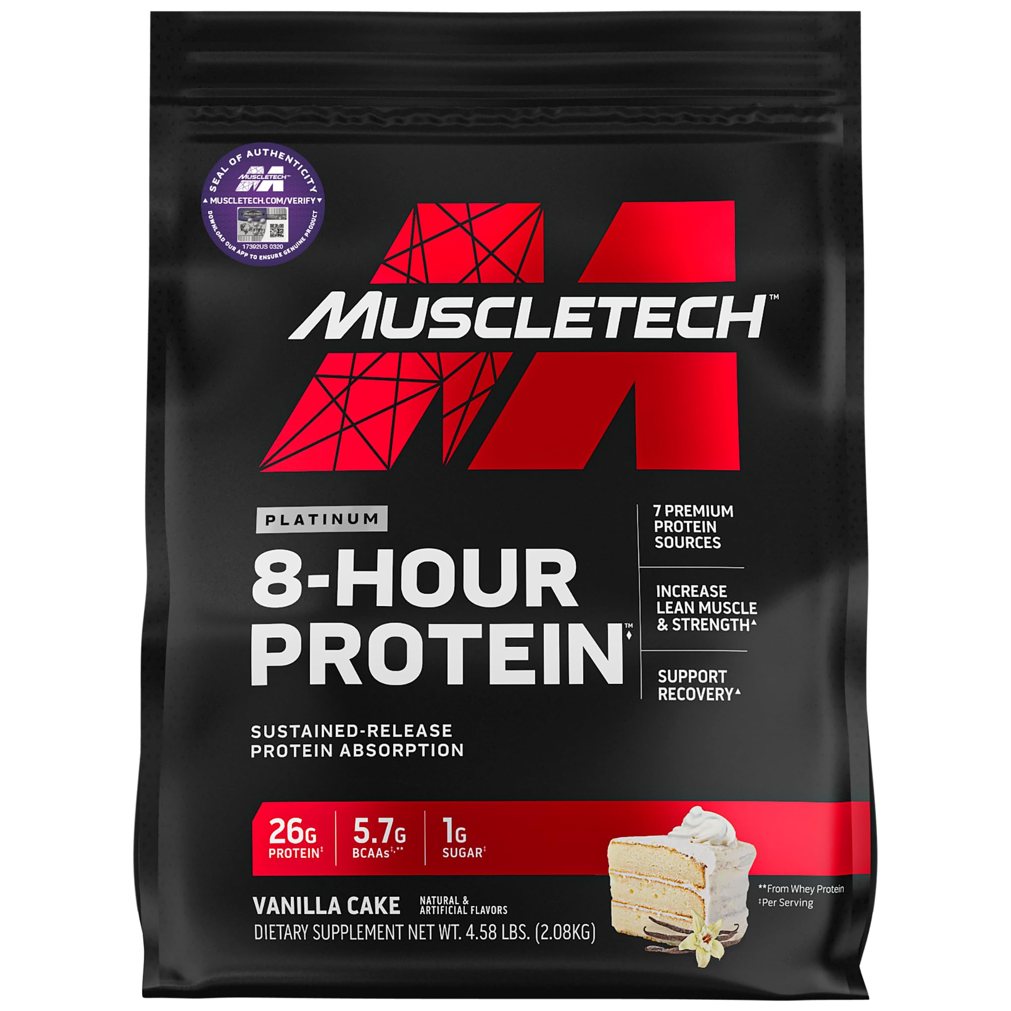 MuscleTech Phase8 Protein Powder | Whey & Casein Protein Powder | Slow Release 8-Hour Protein | Muscle Builder for Men & Women | Protein Powder for Muscle Gain | Vanilla, 4.58lbs