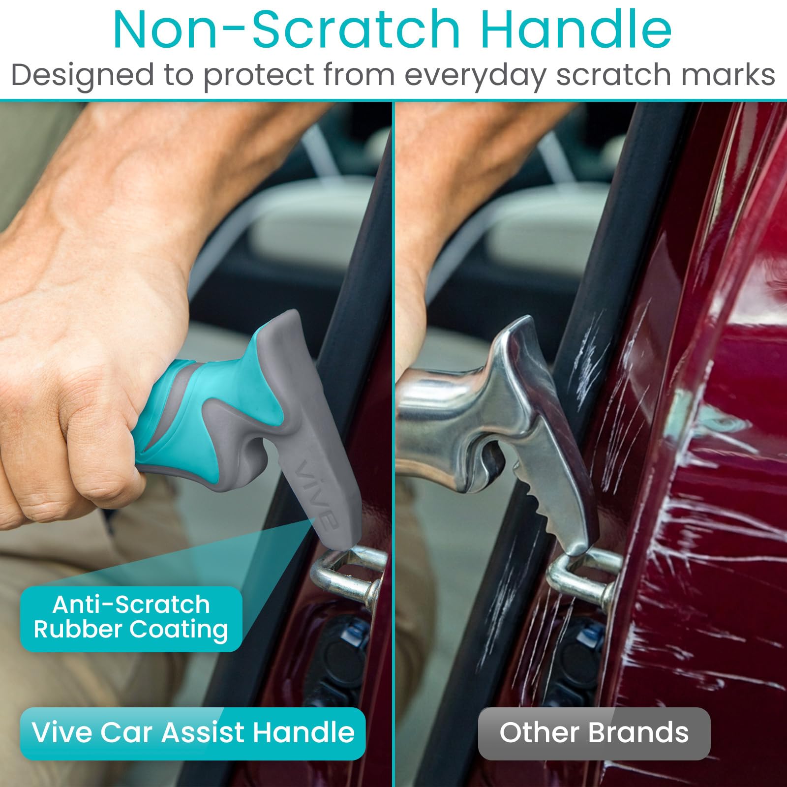 Vive Car Handle Assist for Elderly - Scratch Proof Latch - Auto Grab Bar Cane Support Aid - Standing Mobility Safety Tip to Help Get Out - Portable Assistive Device for Seniors, Handicapped