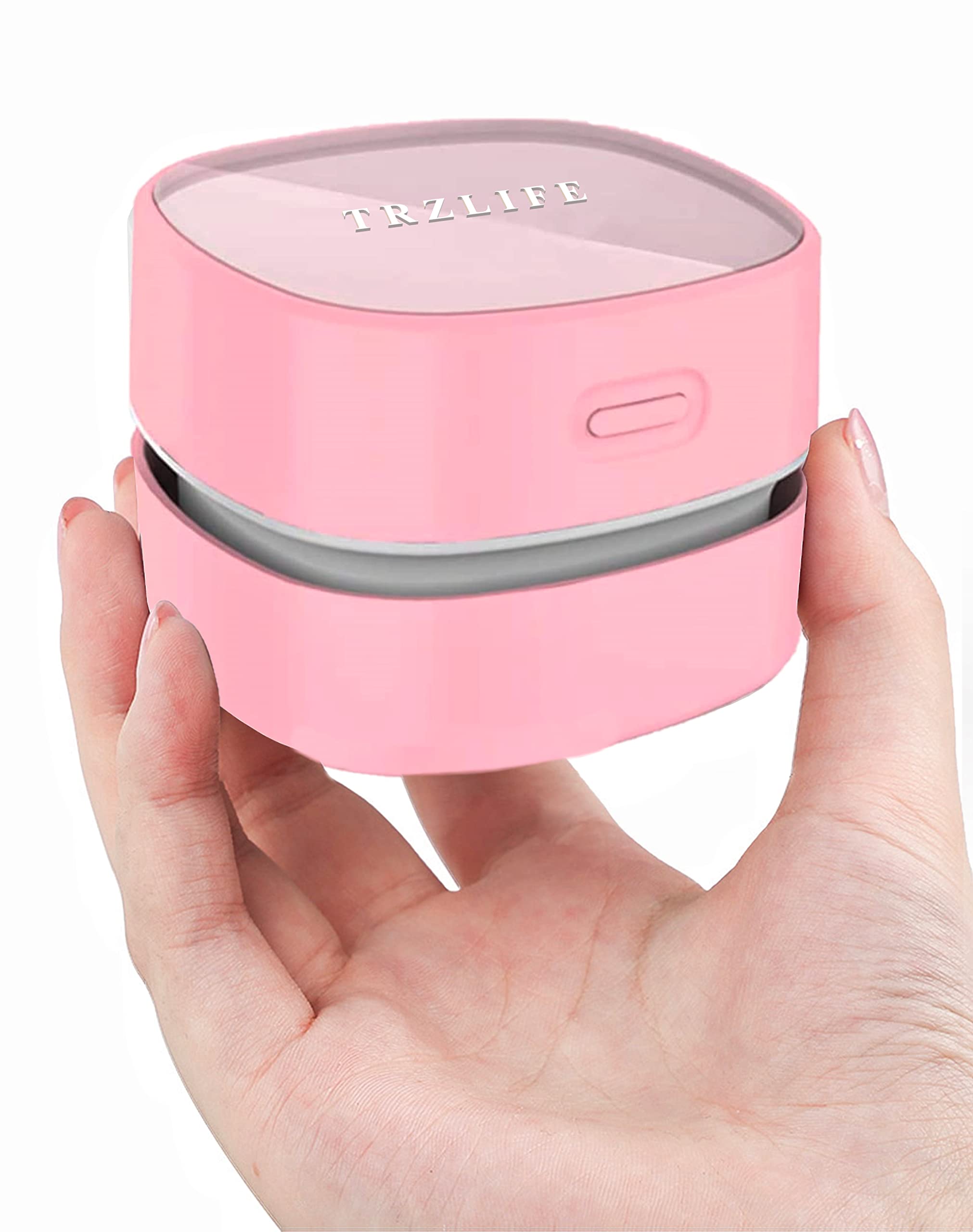 TRZLIFE Desk Vacuum, Rechargeable and Durable Mini Table Vacuum Cleaner Must-Have Office Desk Accessory Sucks up Tiny Items and Crumbs from Desktop Drawer Countertop Ideal as a Holiday Gift Pink