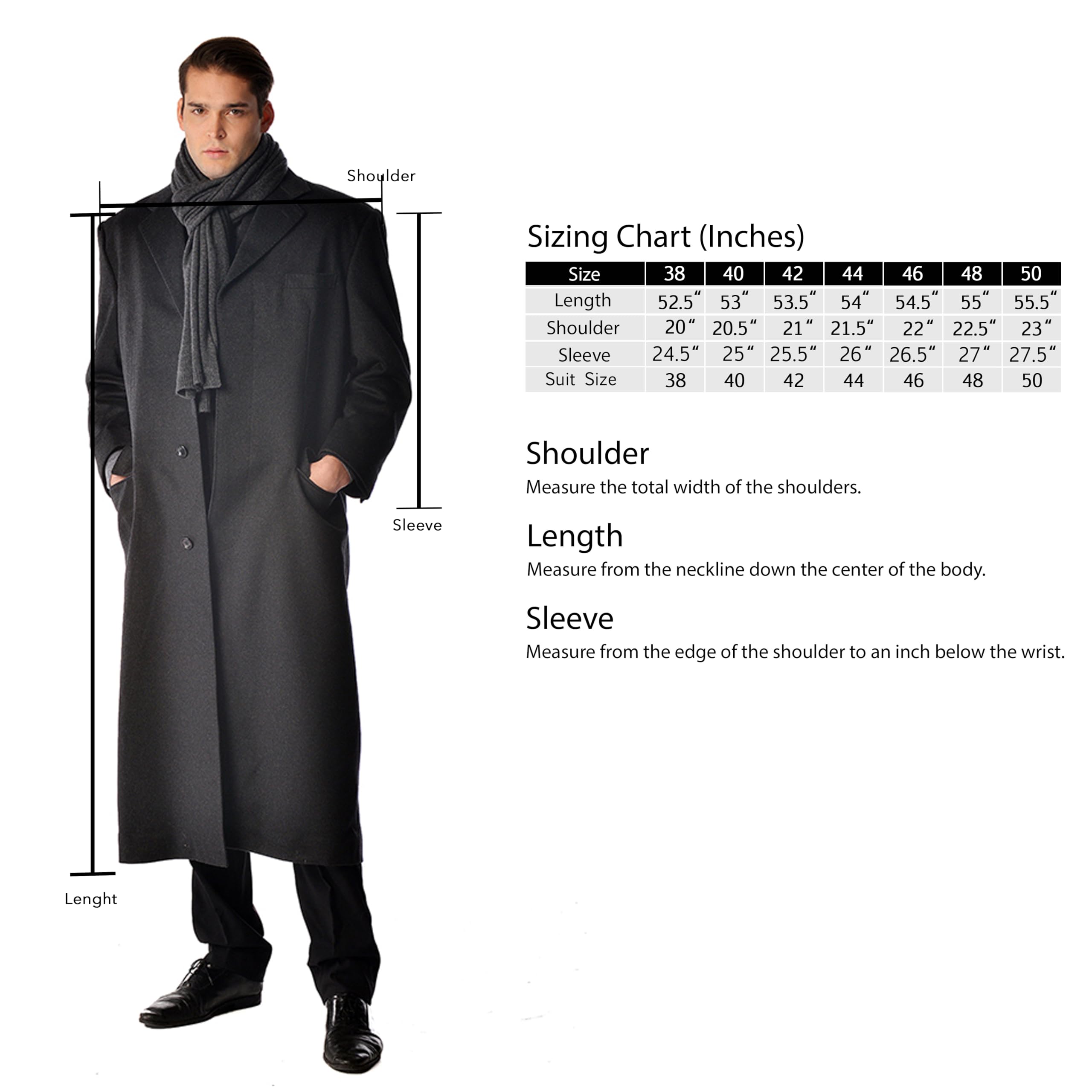 Cashmere Boutique 100% Pure Cashmere Full Length Top Coat Men– Lightweight, Soft & Warm Over Coat Men