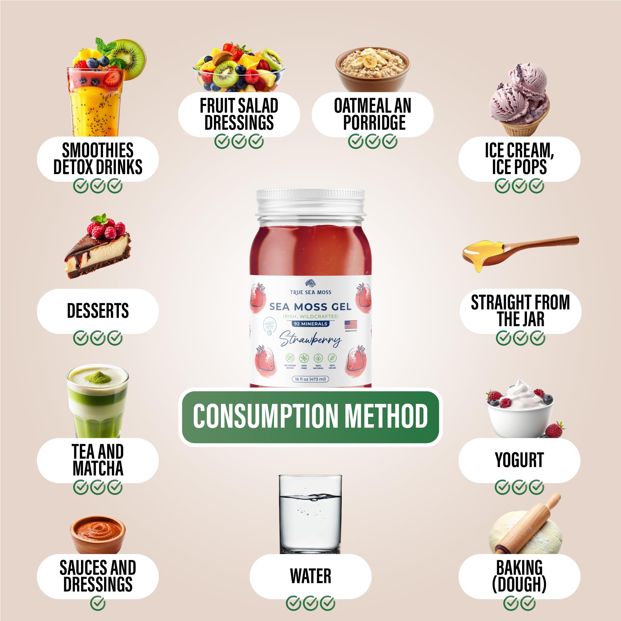 TrueSeaMoss Sea Moss Gummies Pouch & Strawberry Sea Moss Gel