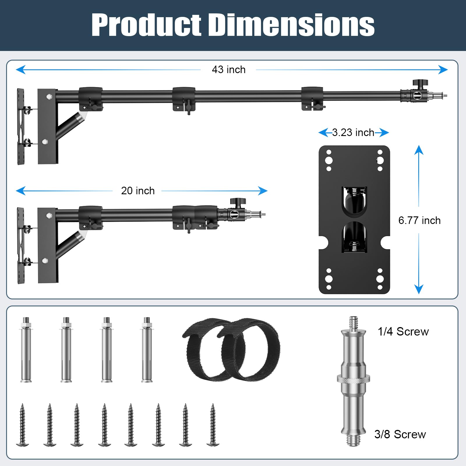 Anautin Ring Light Mount - Wall Mount Triangle Boom Arm.43inch/110cm