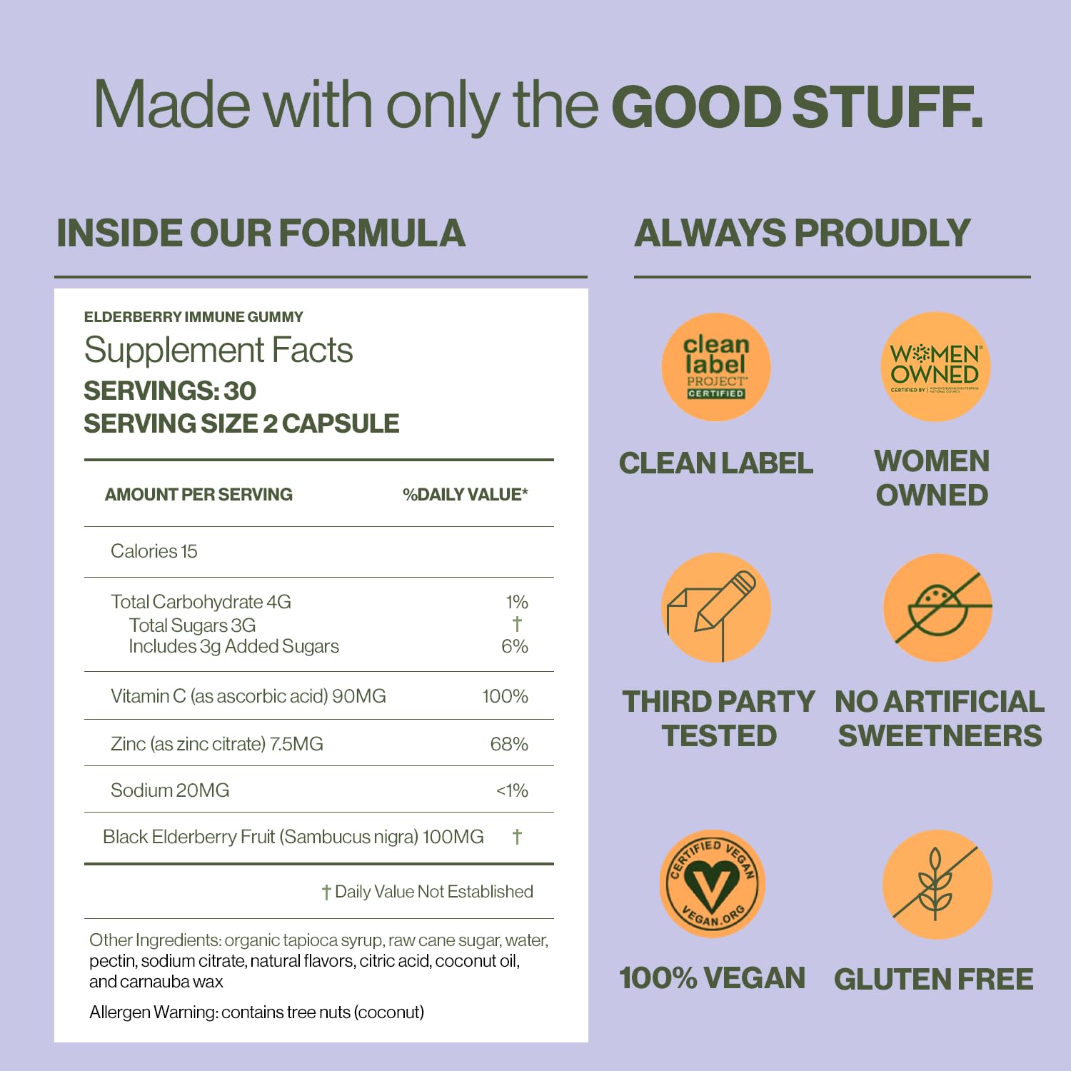 Hilma Elderberry Gummies Formulated with Vitamin C & Zinc, Natural, Vegan, Clinically Proven Ingredients, Immune Support Supplement Plus Antioxidants,Natural Berry Flavor (60 Gummies)