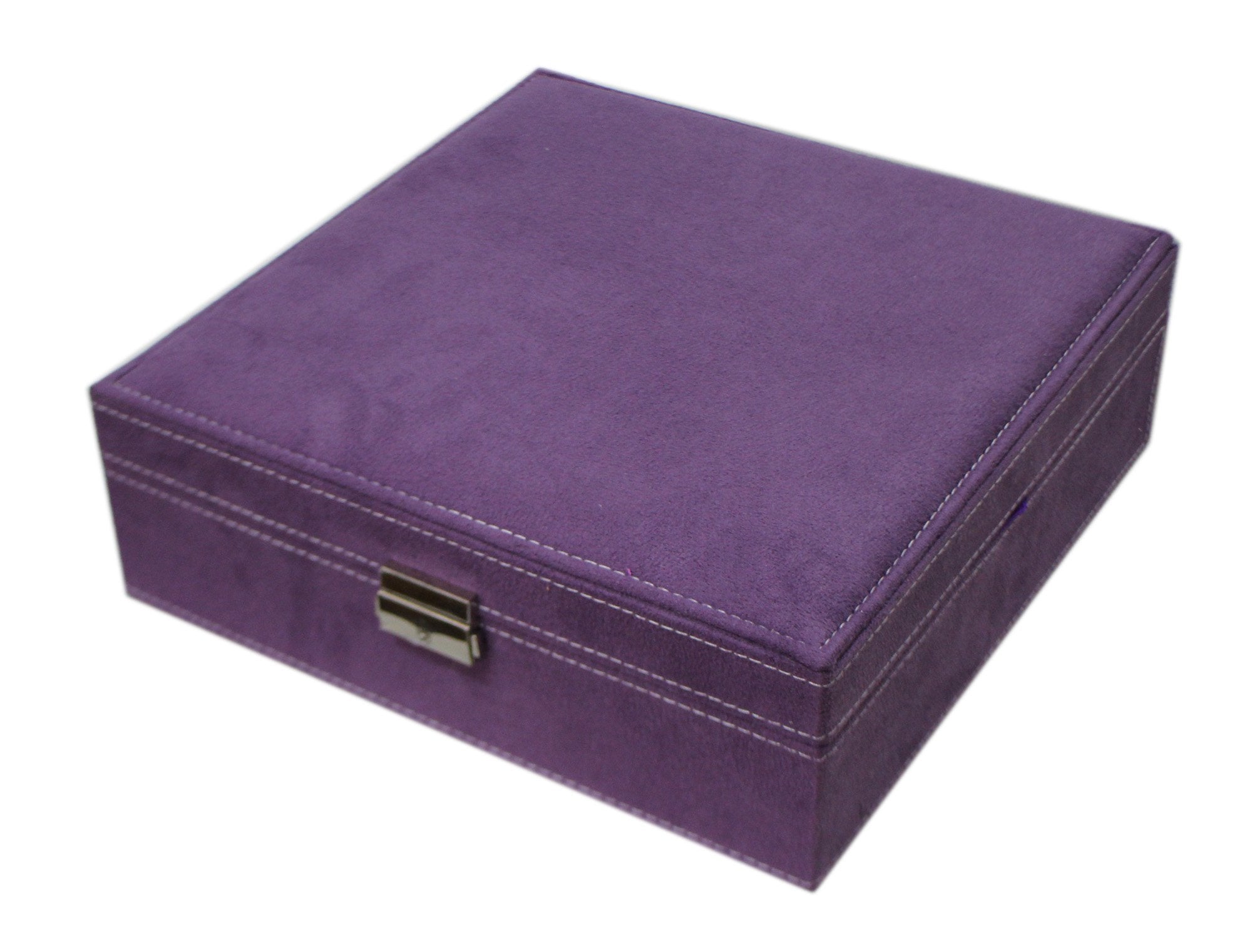 Sodynee® Purple Two-Layer Lint Jewelry Box Organizer Display Storage Case with Lock