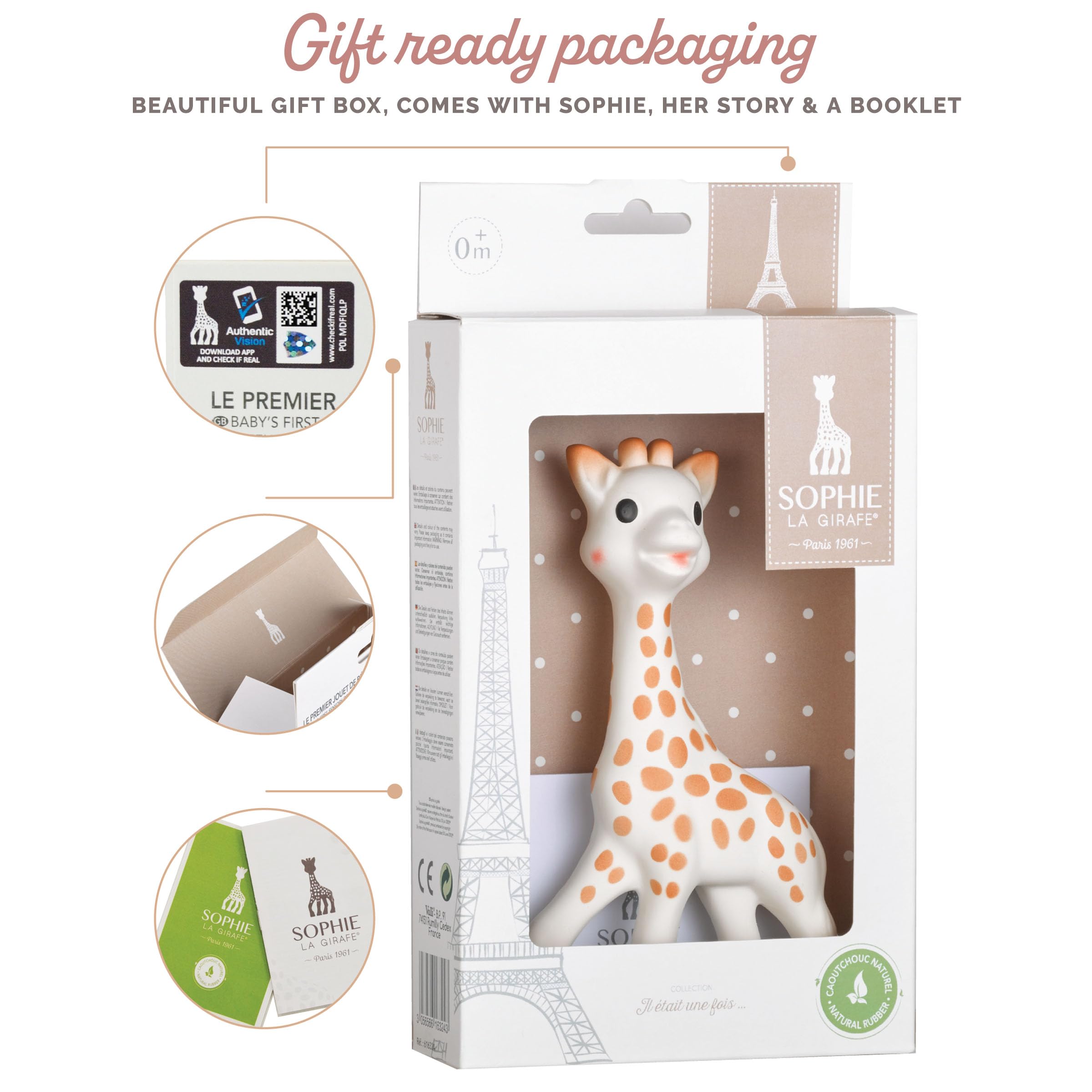 Sophie la girafe | Handcrafted for 60 Years in France | Natural Rubber | Designed for Teething Babies | Awaken All 5 Senses | Easy to Clean