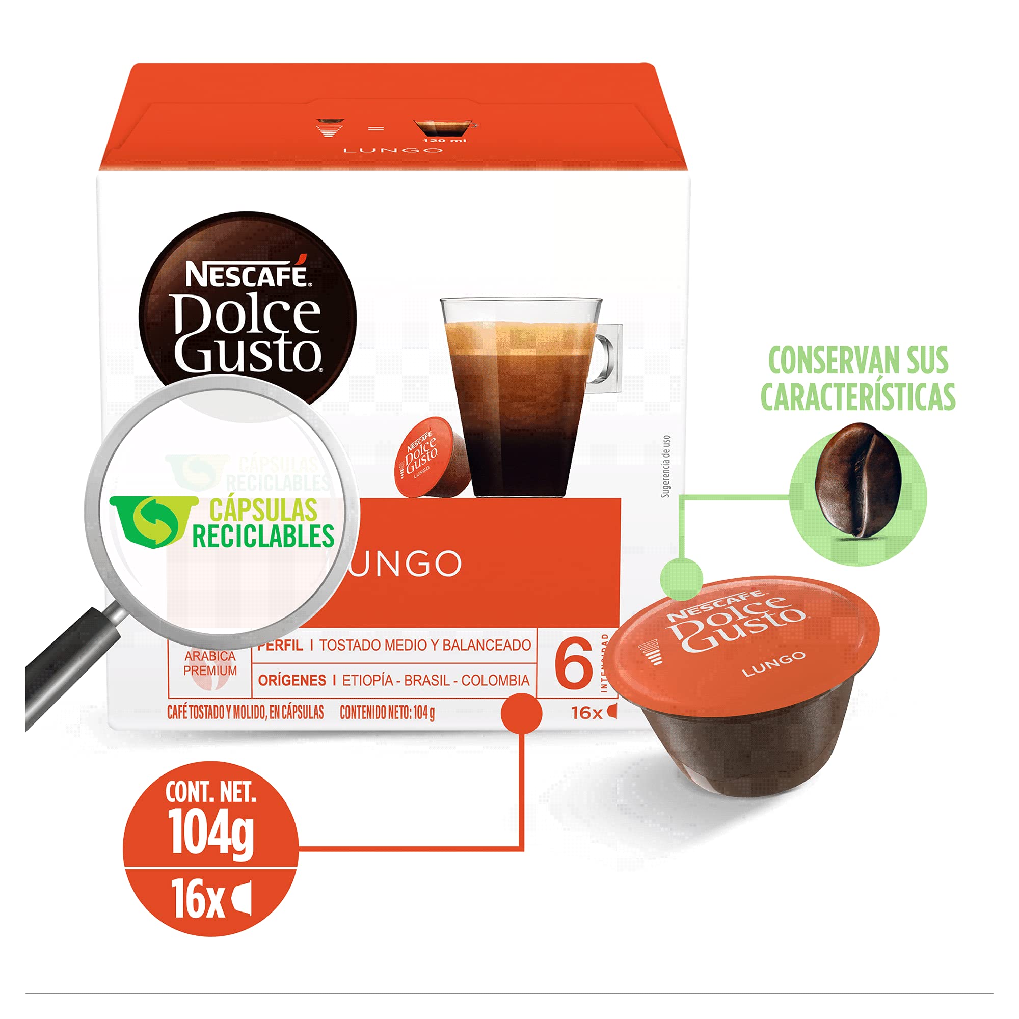 NESCAFÉ Dolce Gusto Coffee Capsules Café Lungo 48 Single Serve Pods, (Makes 48 Cups) 48 Count