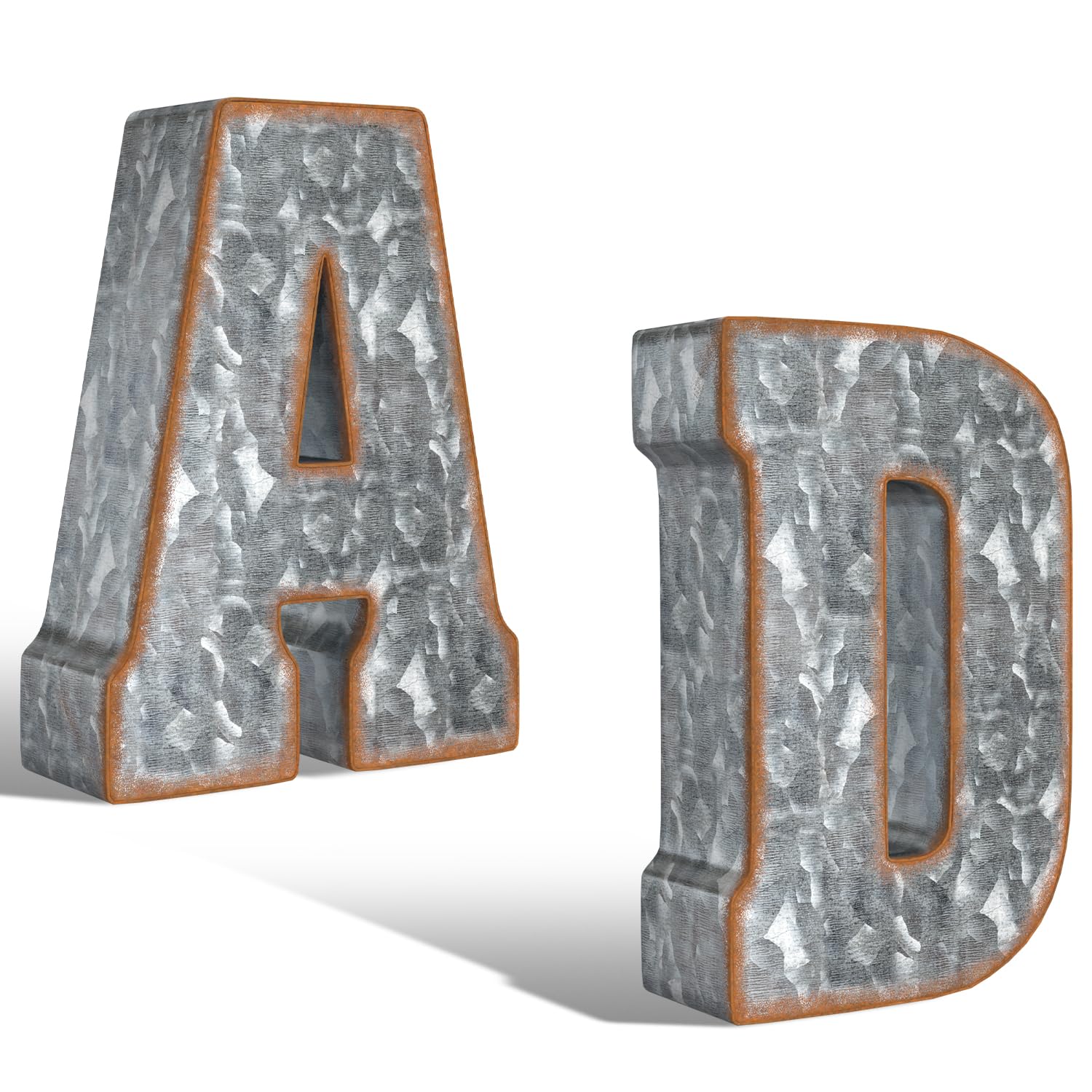 CraftyCrocodile Galvanized Metal Letters for Wall Decor - A and D for Hanging or Freestanding - Unique Blend of Rustic, Vintage, Western, and Industrial Styles, Bundle