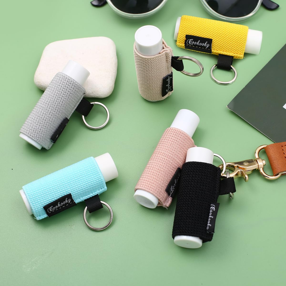 COOKOOKY Chapstick Holder Keychain Cute Minimalist Design Lip Balm Keychain Holder