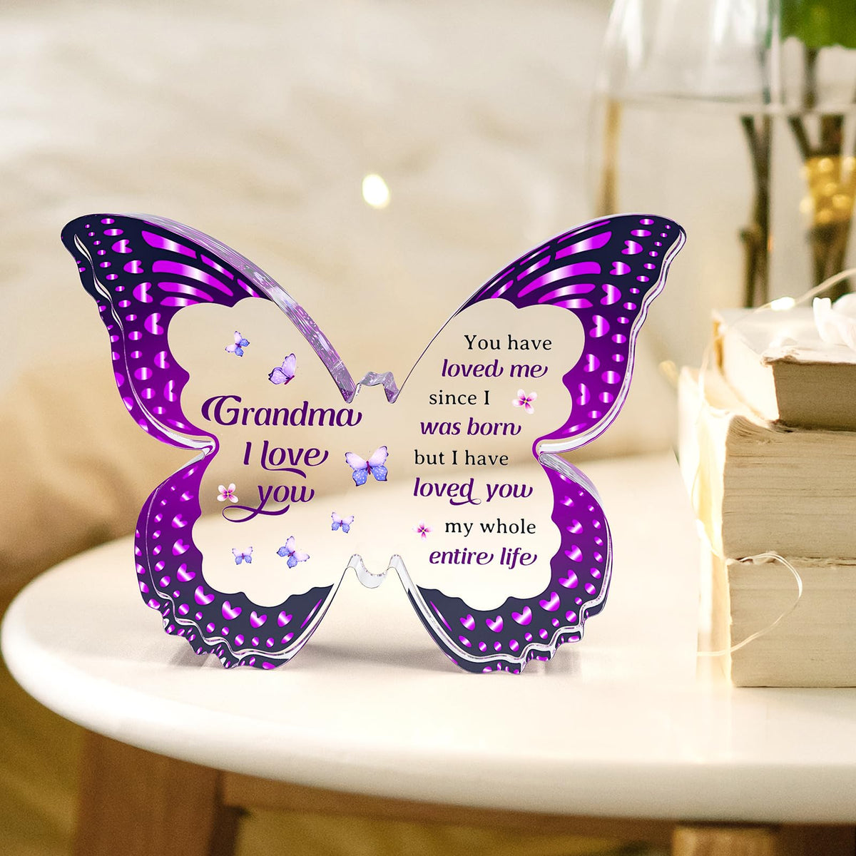 Grandma Gifts, Gifts for Grandma, Christmas Gifts for Grandma from Grandchildren - Butterfly Acrylic Decorations - Grandma Birthday Gift Ideas for Christmas Mothers Day Birthdays Thanksgiving