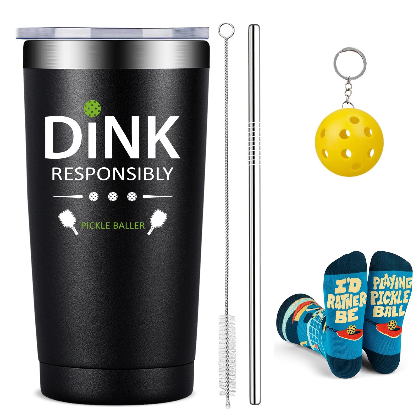 Fufandi Pickleball Gifts for Men Women - Pickle Ball Dink Responsibly - Gifts for Pickleball Lovers - Christmas, Birthday Gifts for Pickleball Lovers, Pickleball Player, Pickleball Coach - Tumbler