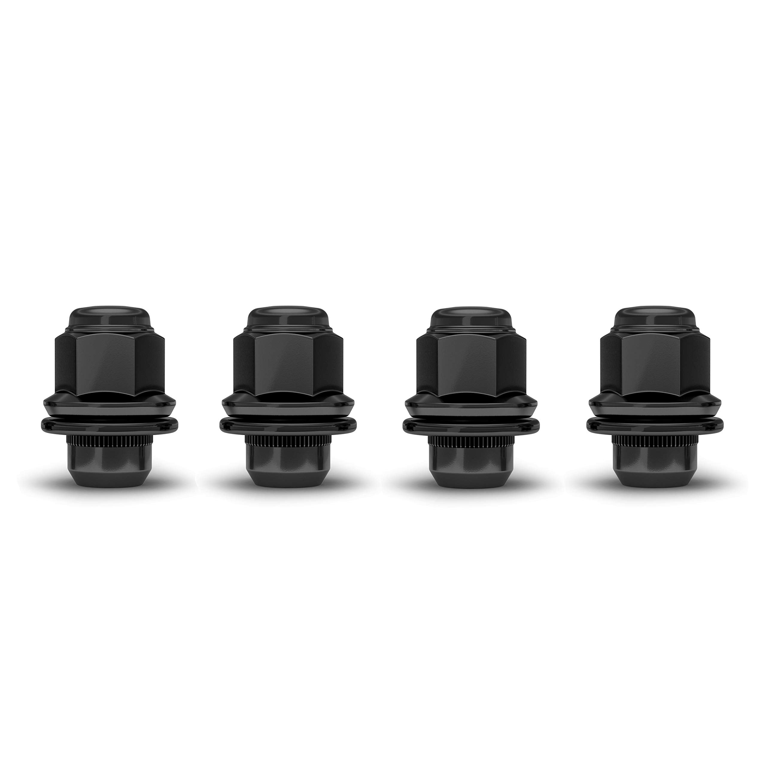 White Knight M12x1.50 Black Chrome Factory Style Lug Nuts for Select Toyota Lexus Kia Genesis - Med Mag W/Washer - Carbon Steel for Durable Construction & EZ Installation - 5307BK-4 (4 Pack)