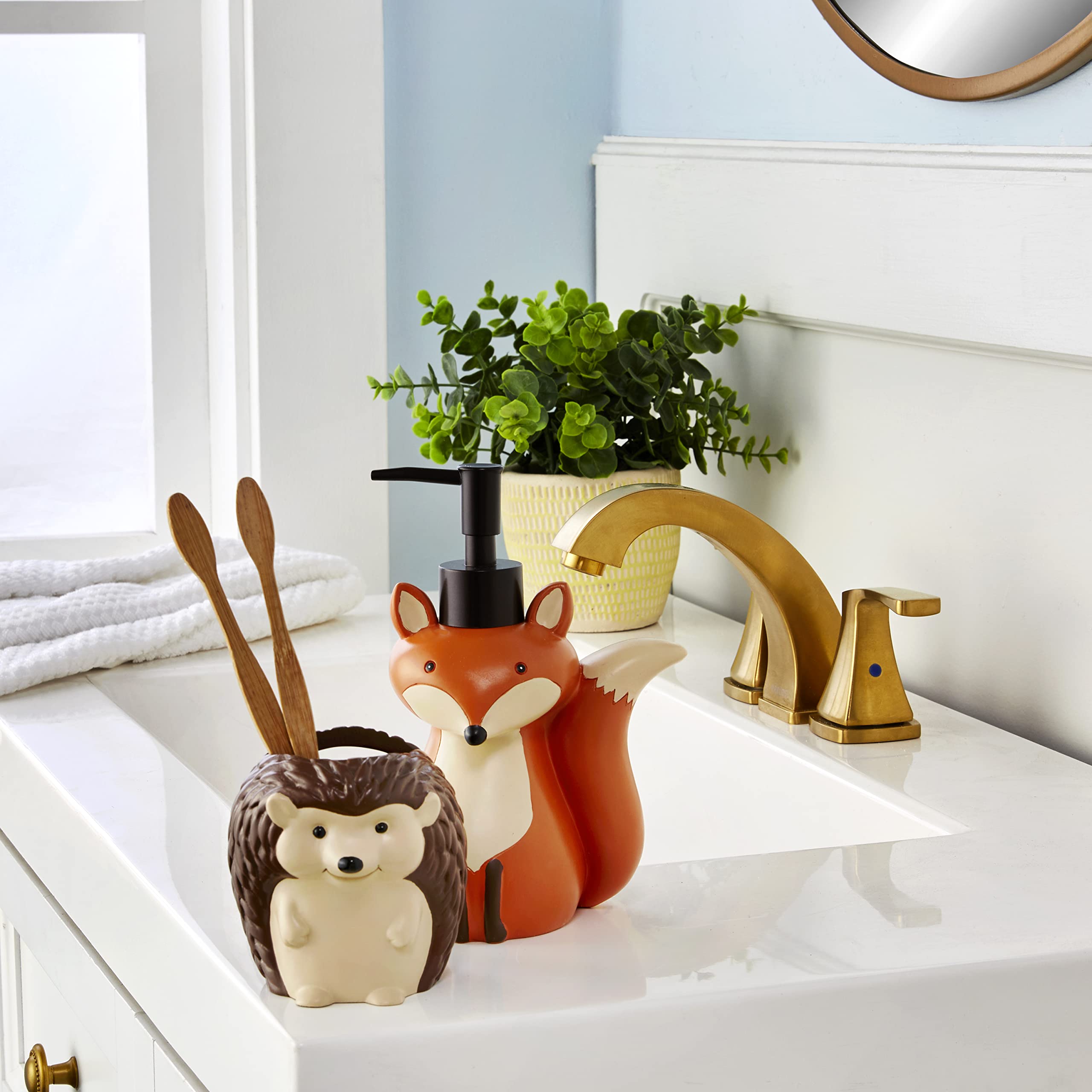 SKL Home Forest Animals Toothbrush Holder, White