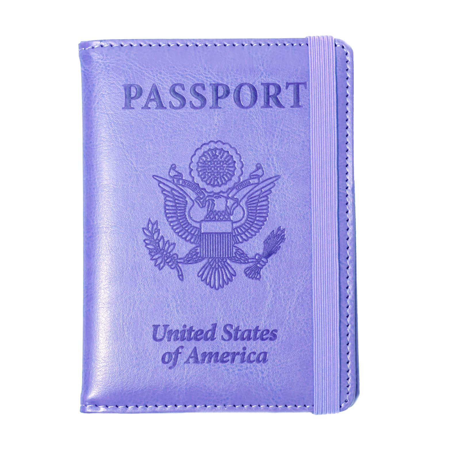 Eoehro Passport Holder for Travel Essentials, Passport Wallet, Passport Cover, Passport Case, Travel Must Haves Accessories,Passport Holder for Women and Men(E-Elastic band Purple)