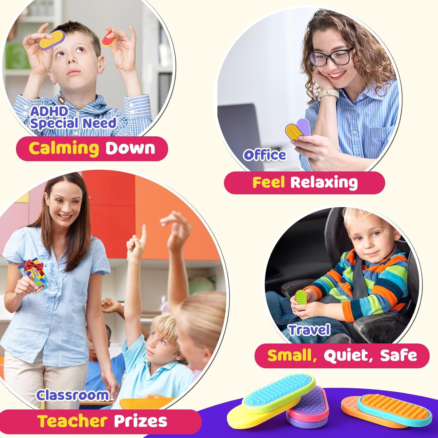 Sensory Fidget Magnet Toys for Kids: Silicone Magnetic Sliders Stress Fidgets for Autism, Stress Small Fidget Toys for Adults Office Desk / Travel Classroom Must Haves, Easter Gifts for Kids