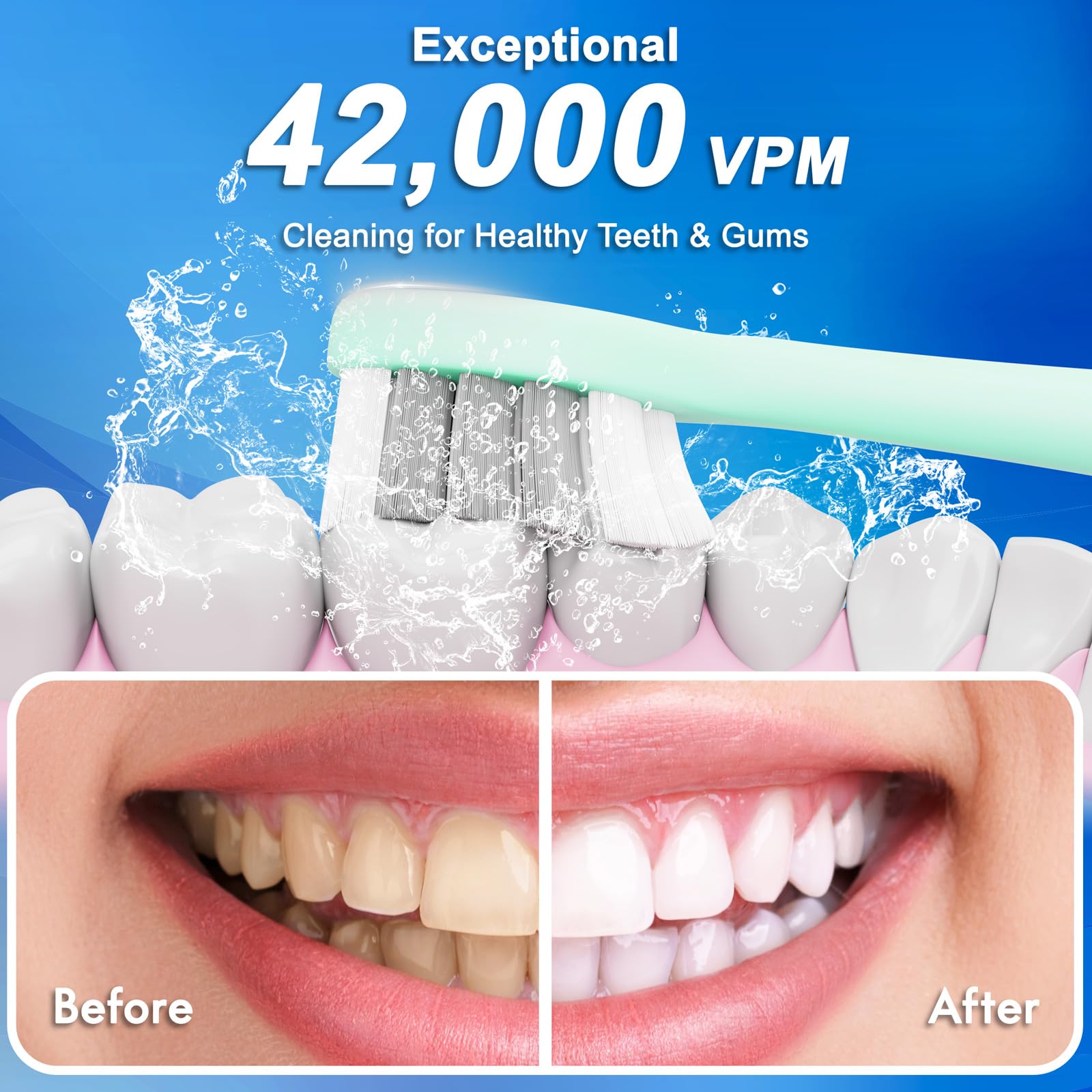 Portable Electric Soft Toothbrush with Travel Case, 90-Day Largest Battery Life, 10 Brush Heads, 15 Modes Deep Clean, Ergonomically-Designed for Enhanced Comfort - Ideal Gift for Adults & Kids